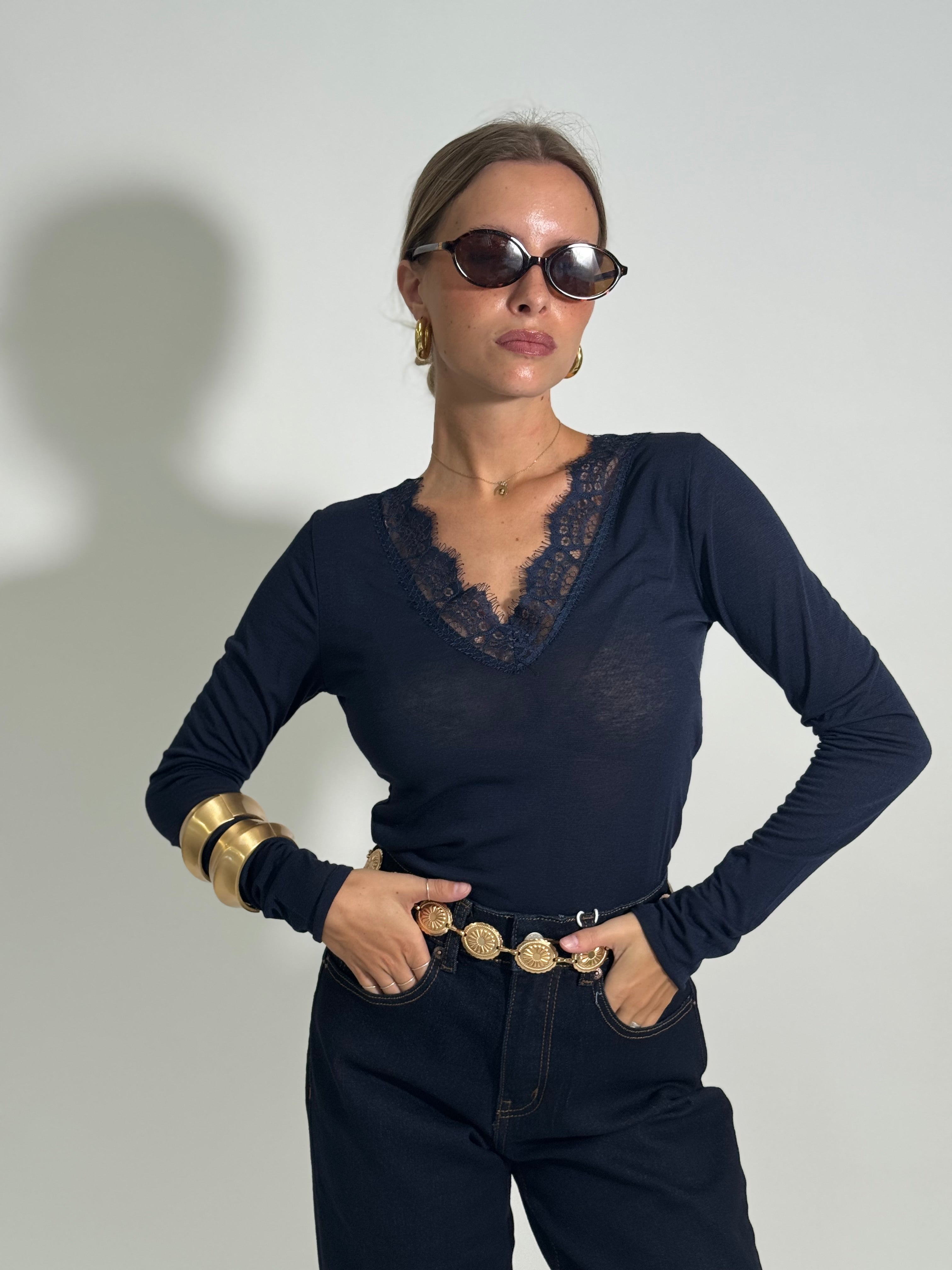 Maglia light cashmere pizzo 26546A