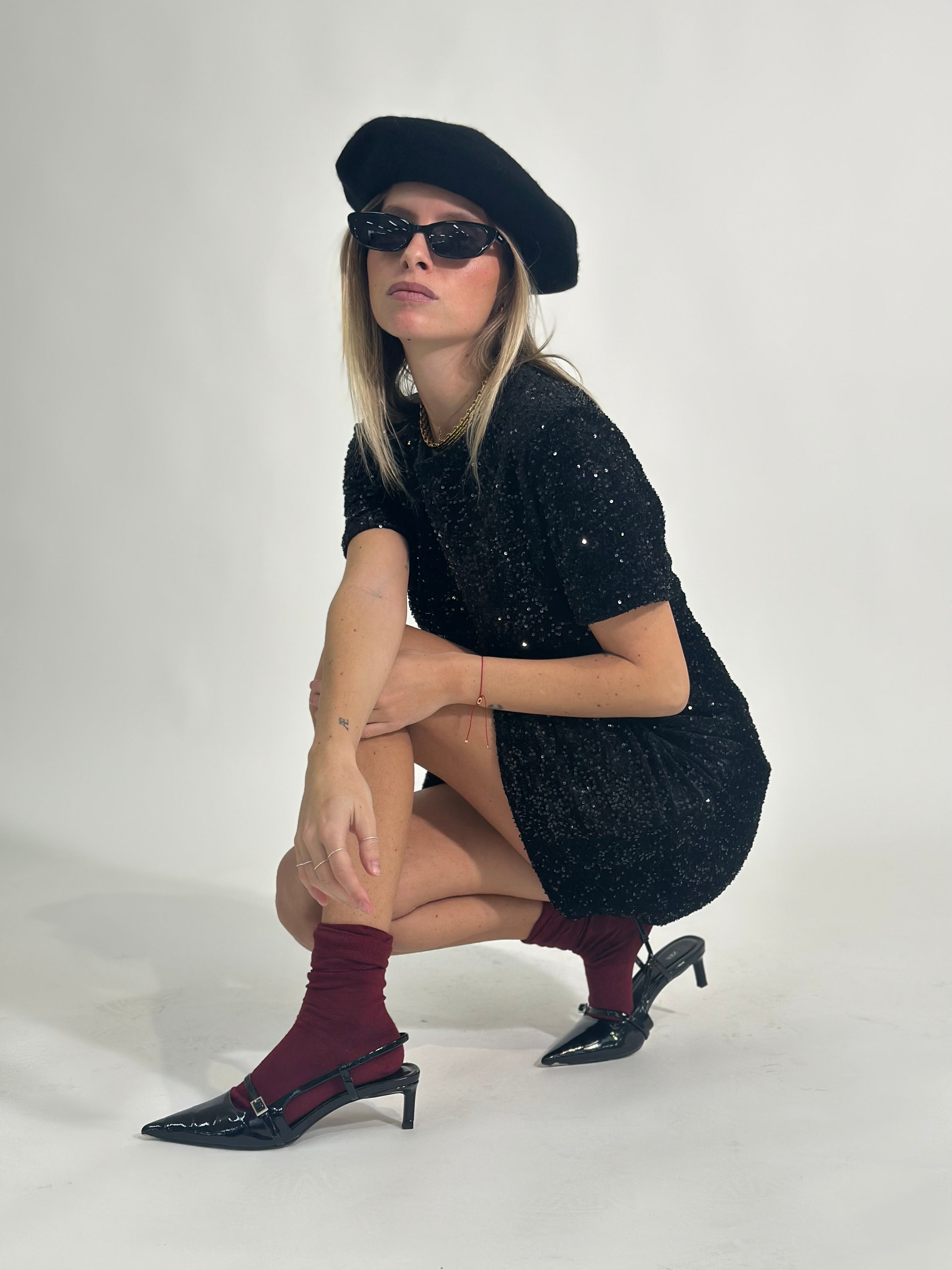 Abito paillettes 75524 NERO