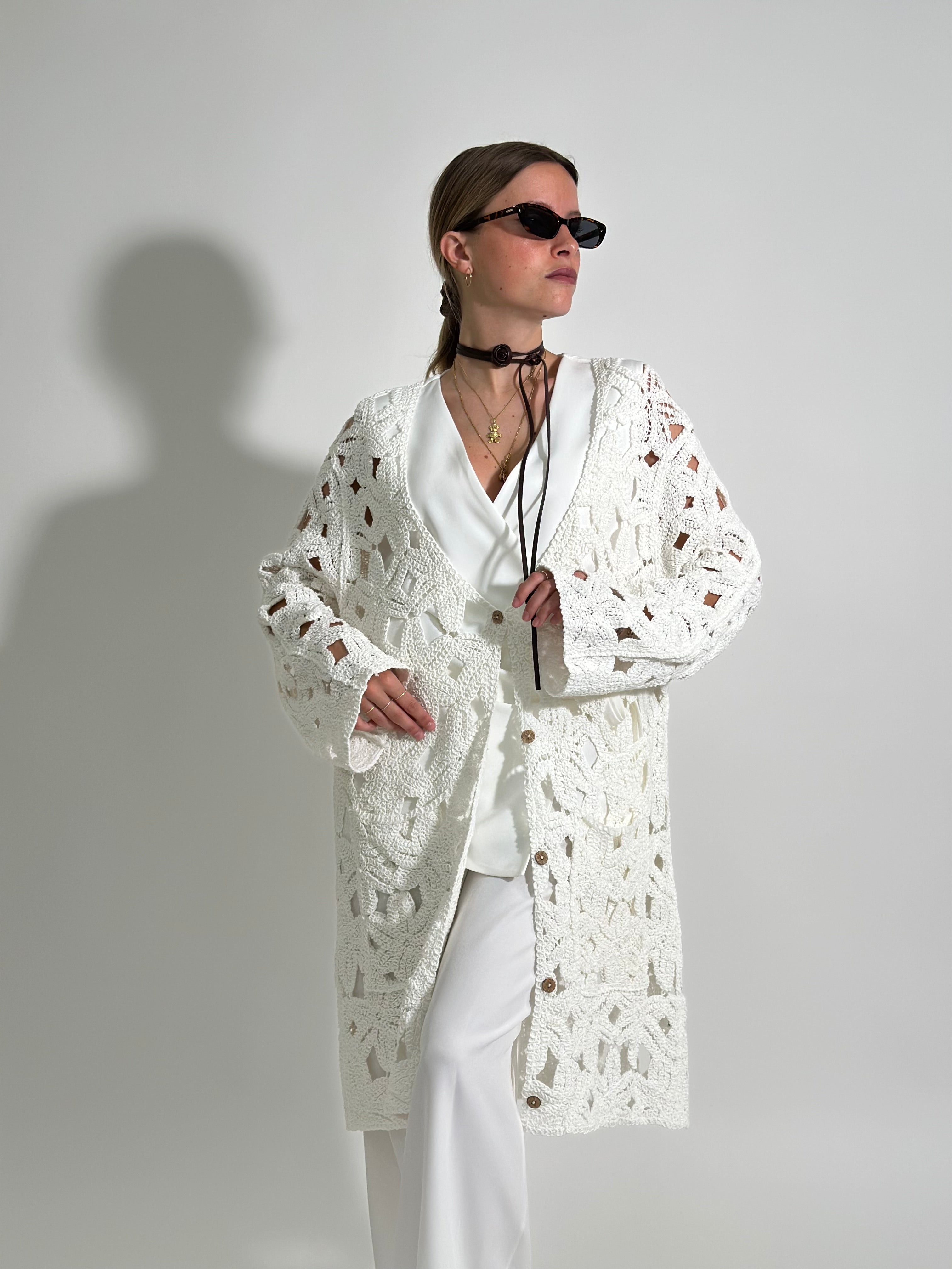 Cardigan lungo JJ425 BIANCO