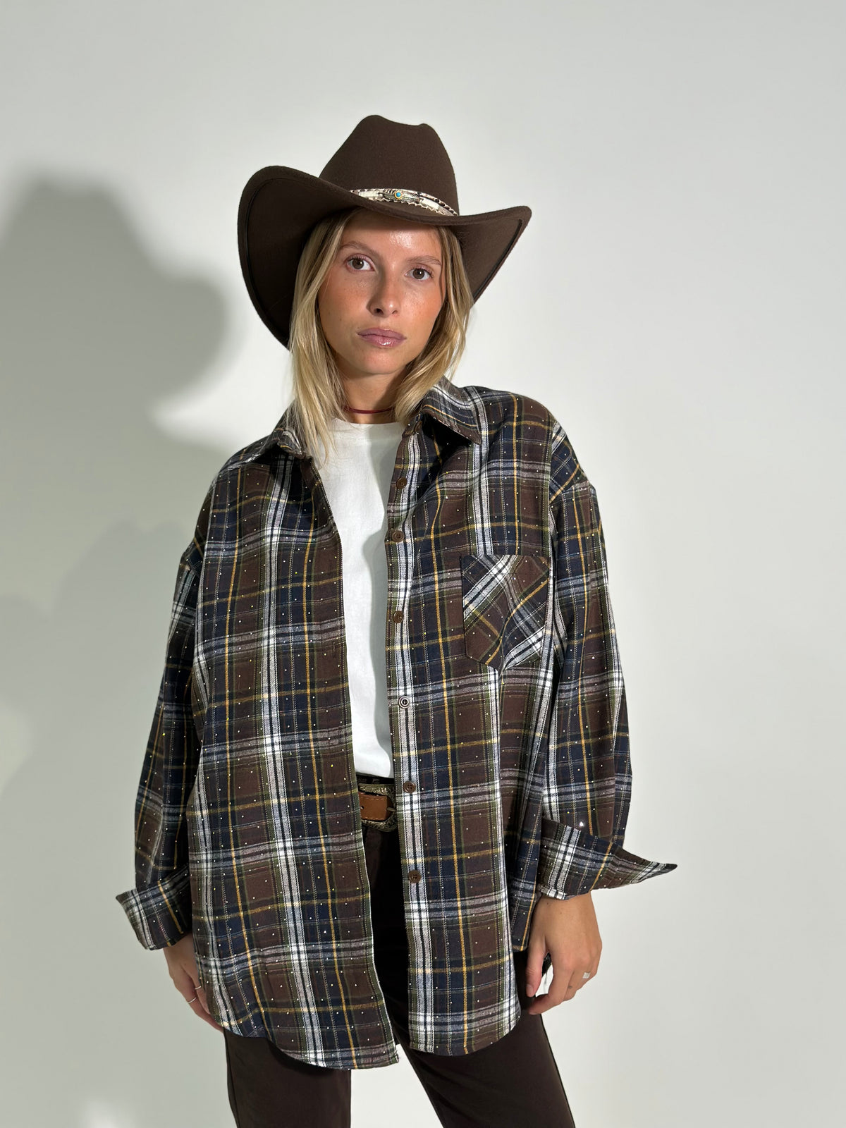 Camicia check brillantino 19108 MORO