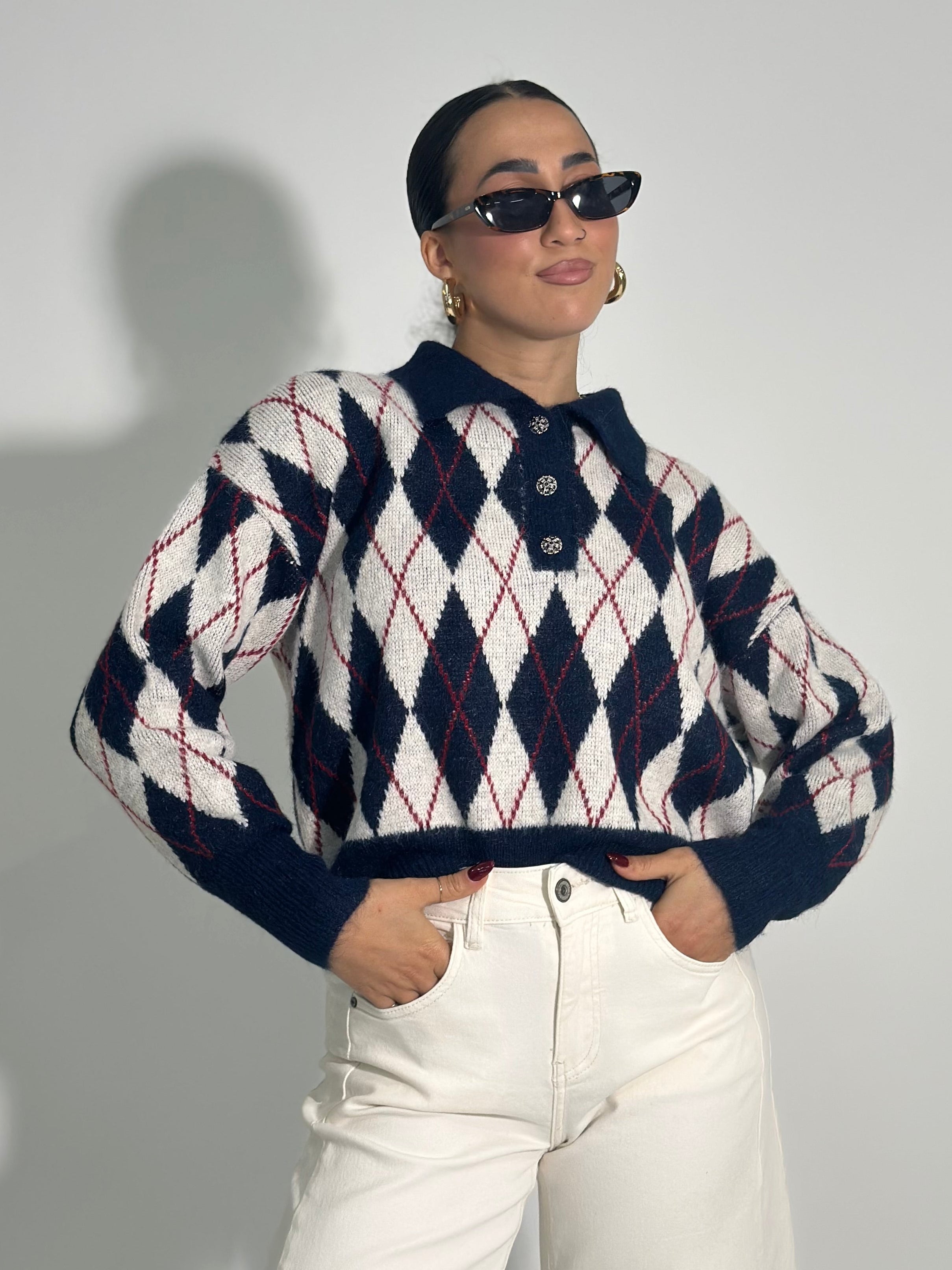 Maglia polo rombi 4872525 BLU