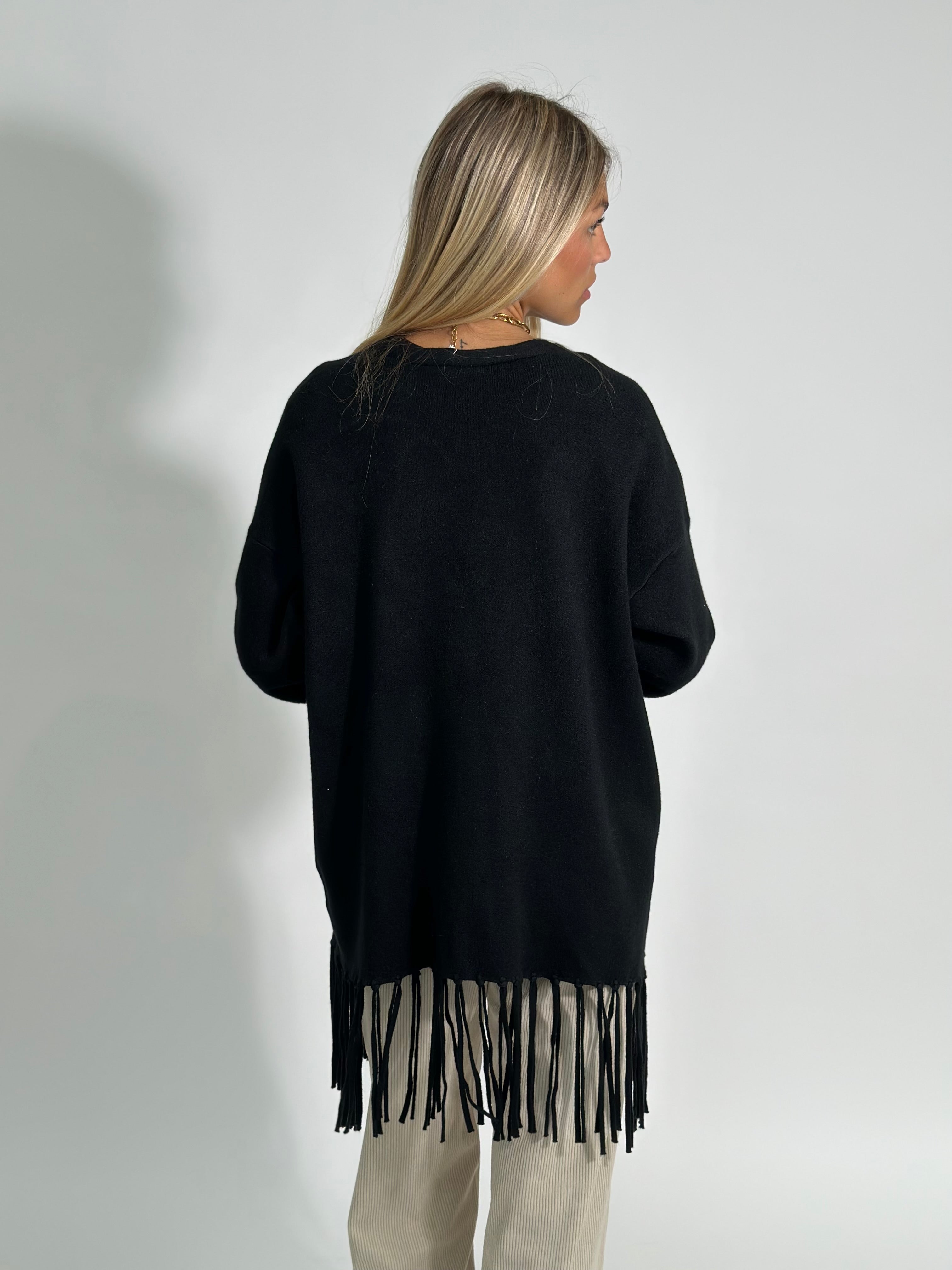 Cardigan frange DL7296 NERO