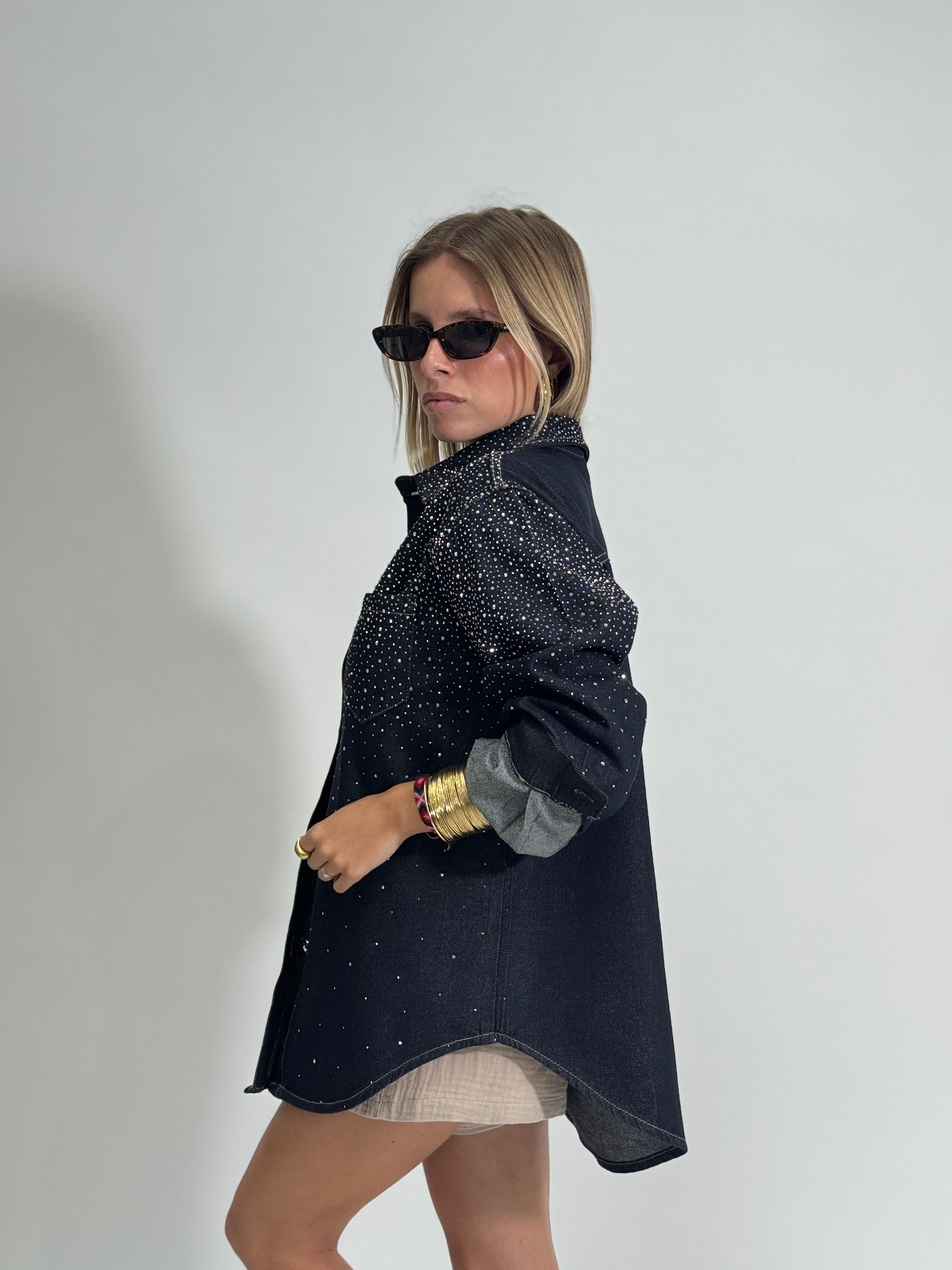 Giacca denim micro strass 2502