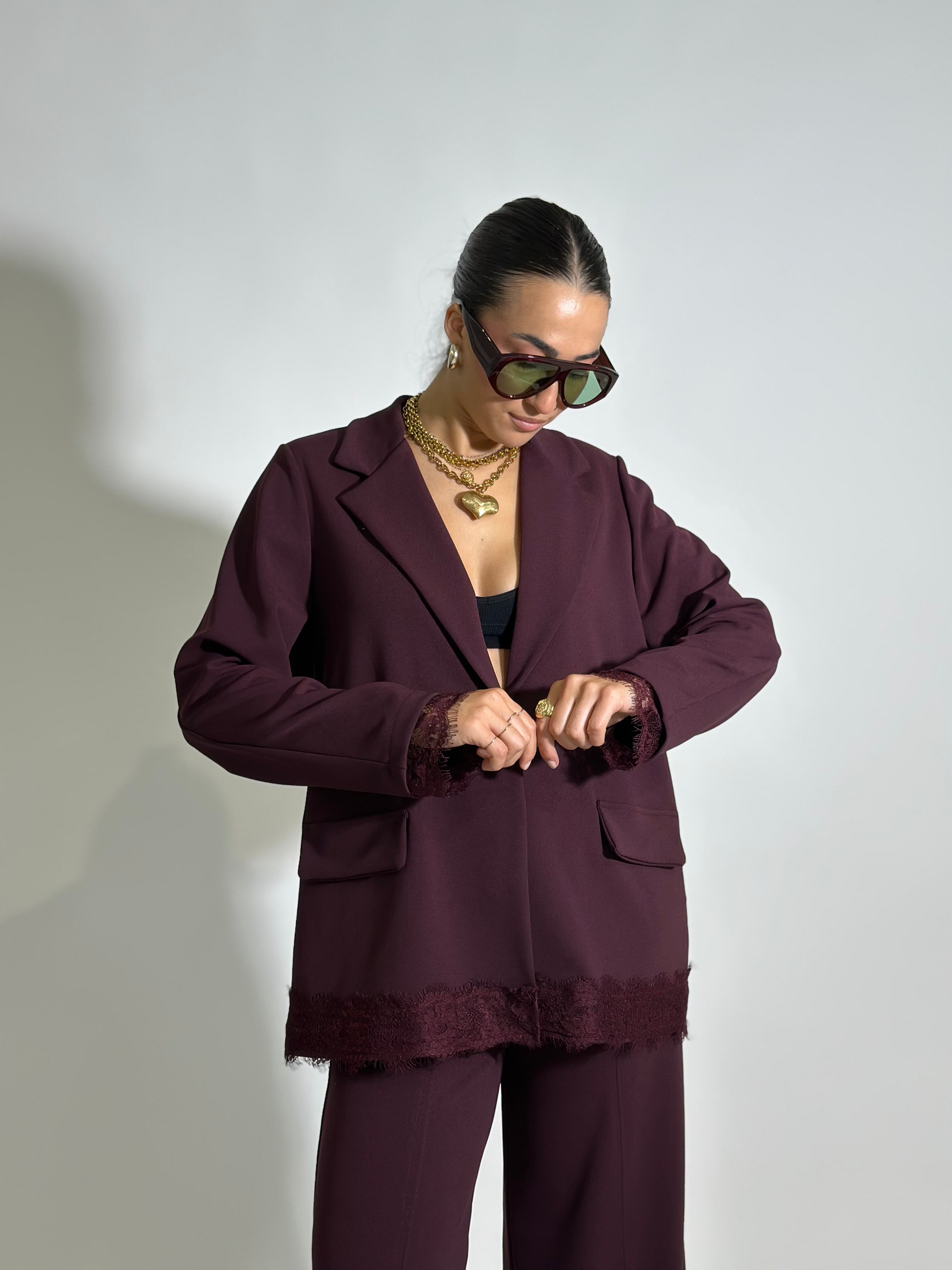 Completo crep pizzo 5579 BURGUNDY