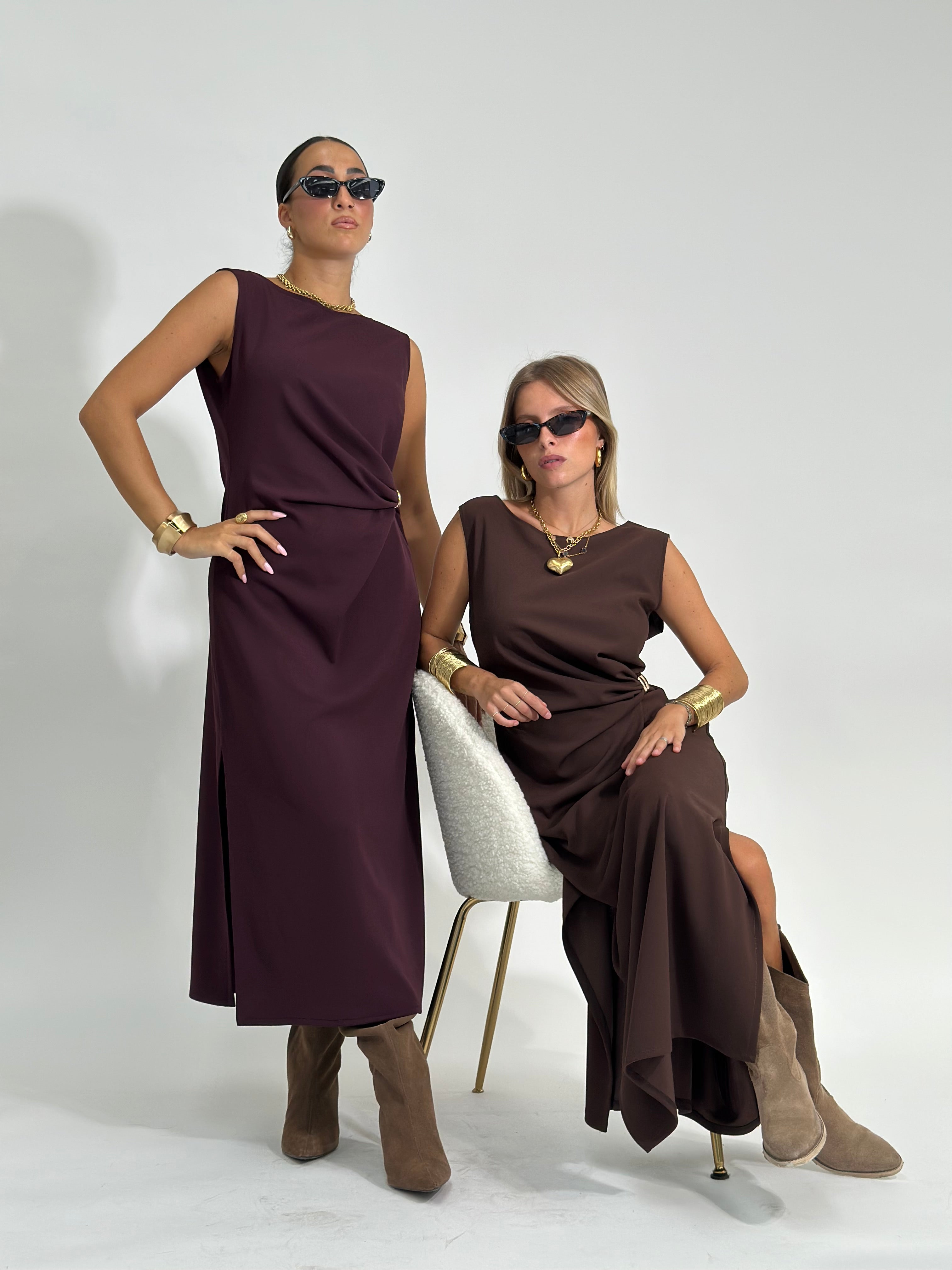 Abito drappeggio 69225 BURGUNDY