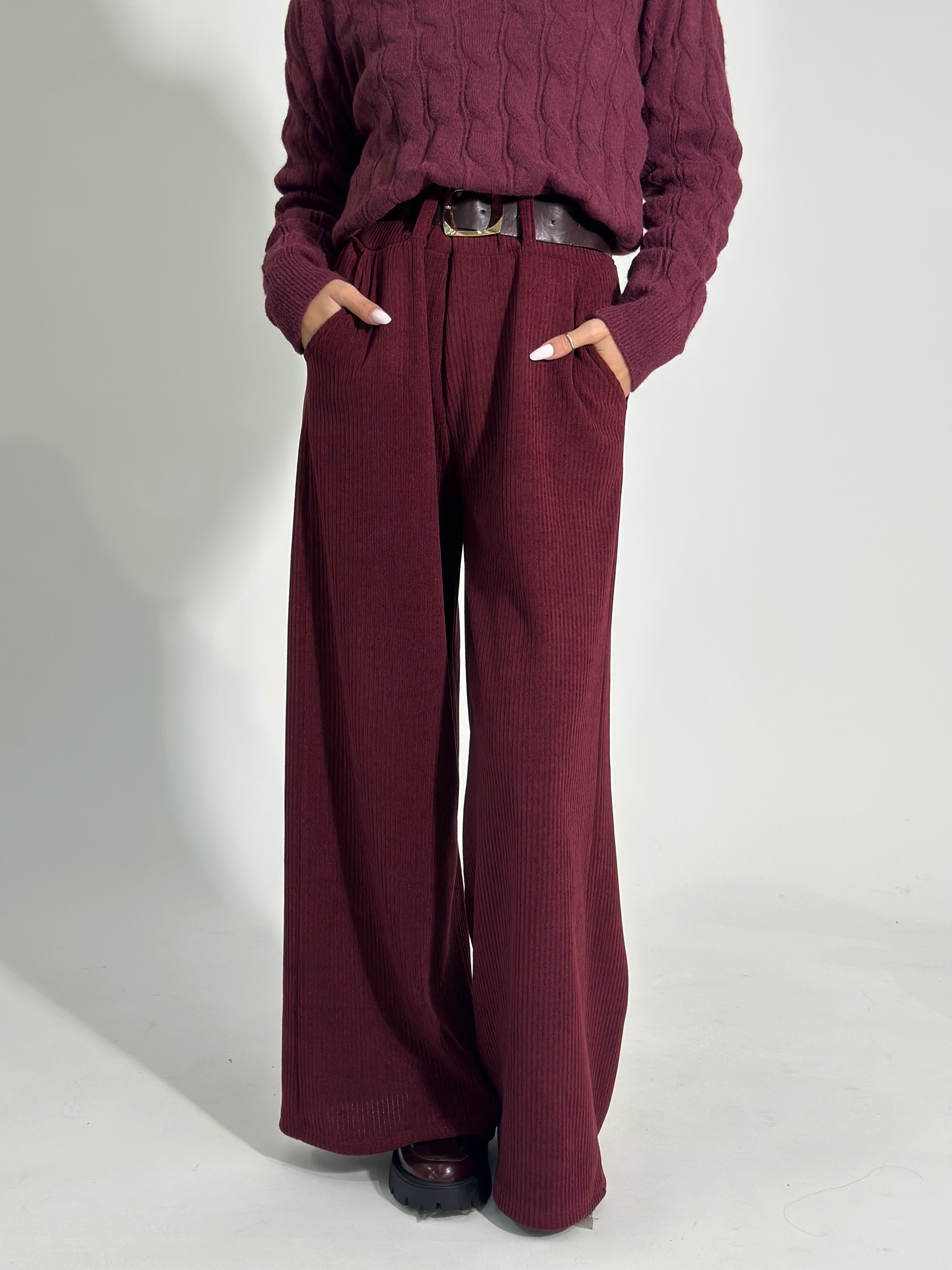 Pantalone costina 6156 BURGUNDY