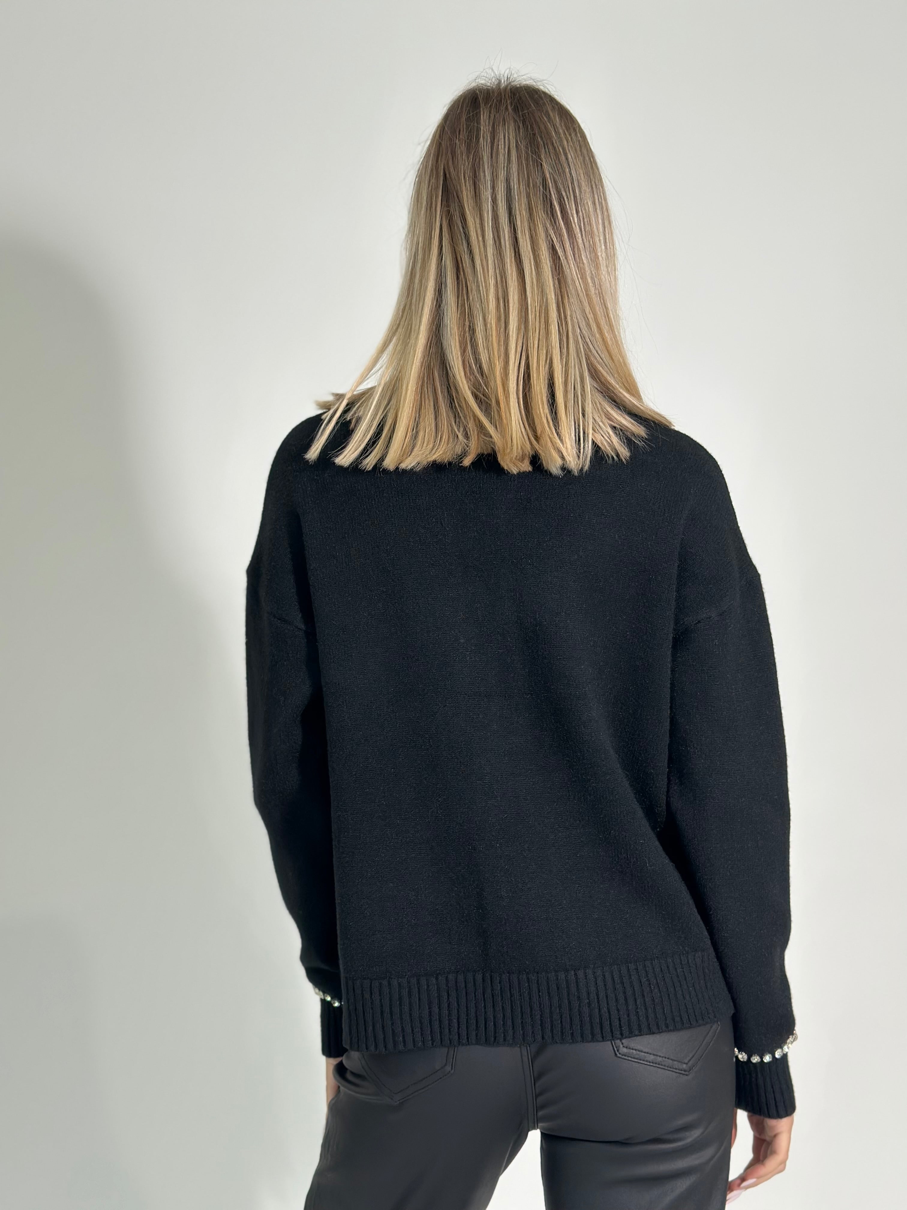 Cardigan strass J28108 NERO