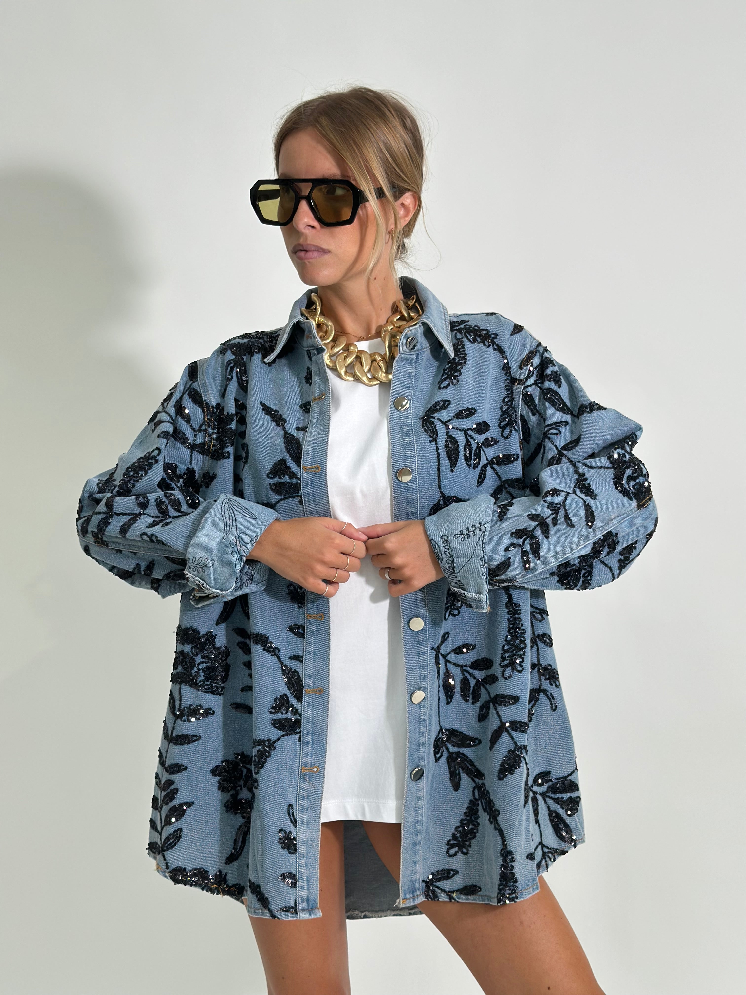 Giacca denim paillettes 1258