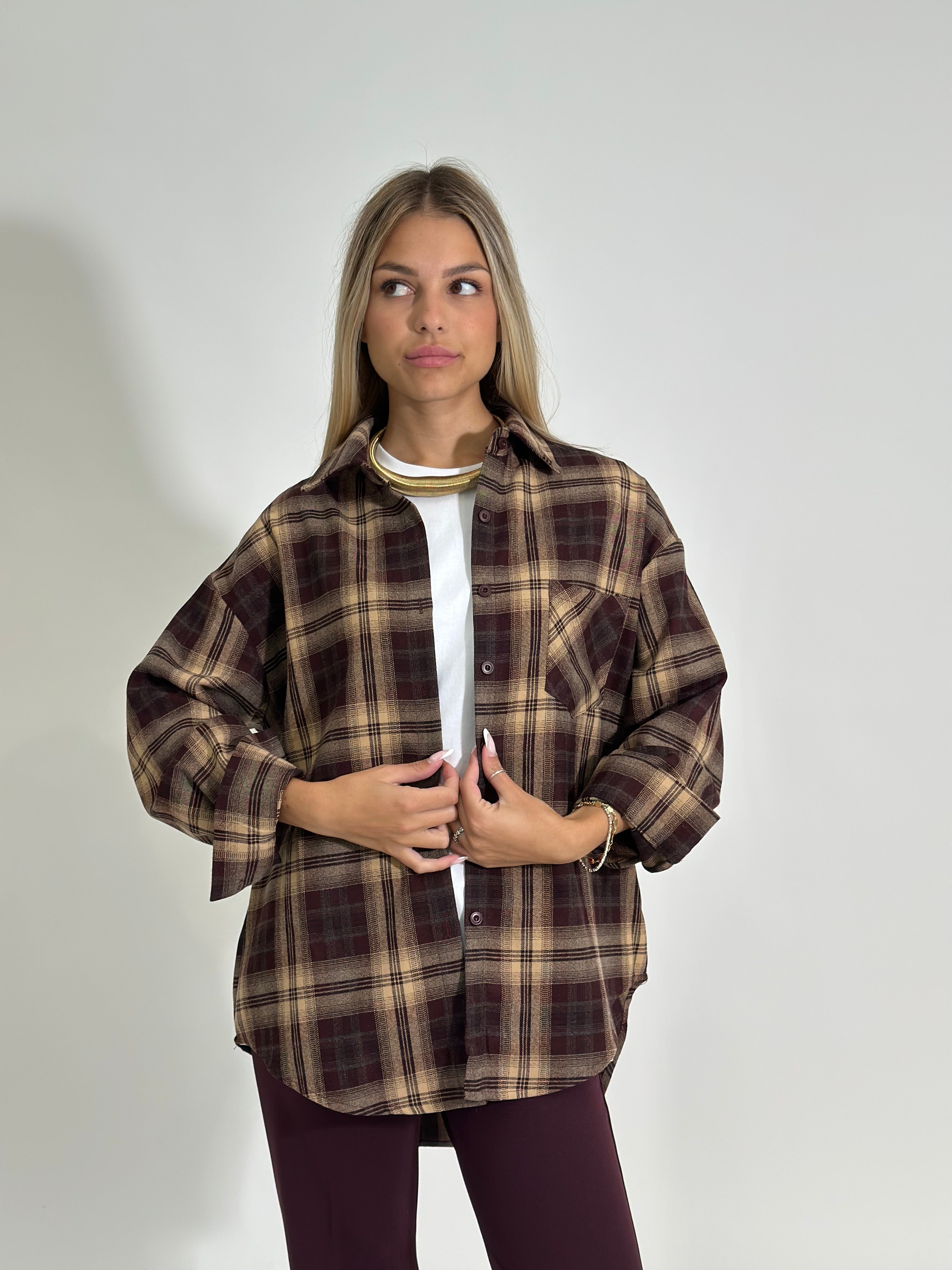 Camicia check 17183 BEIGE