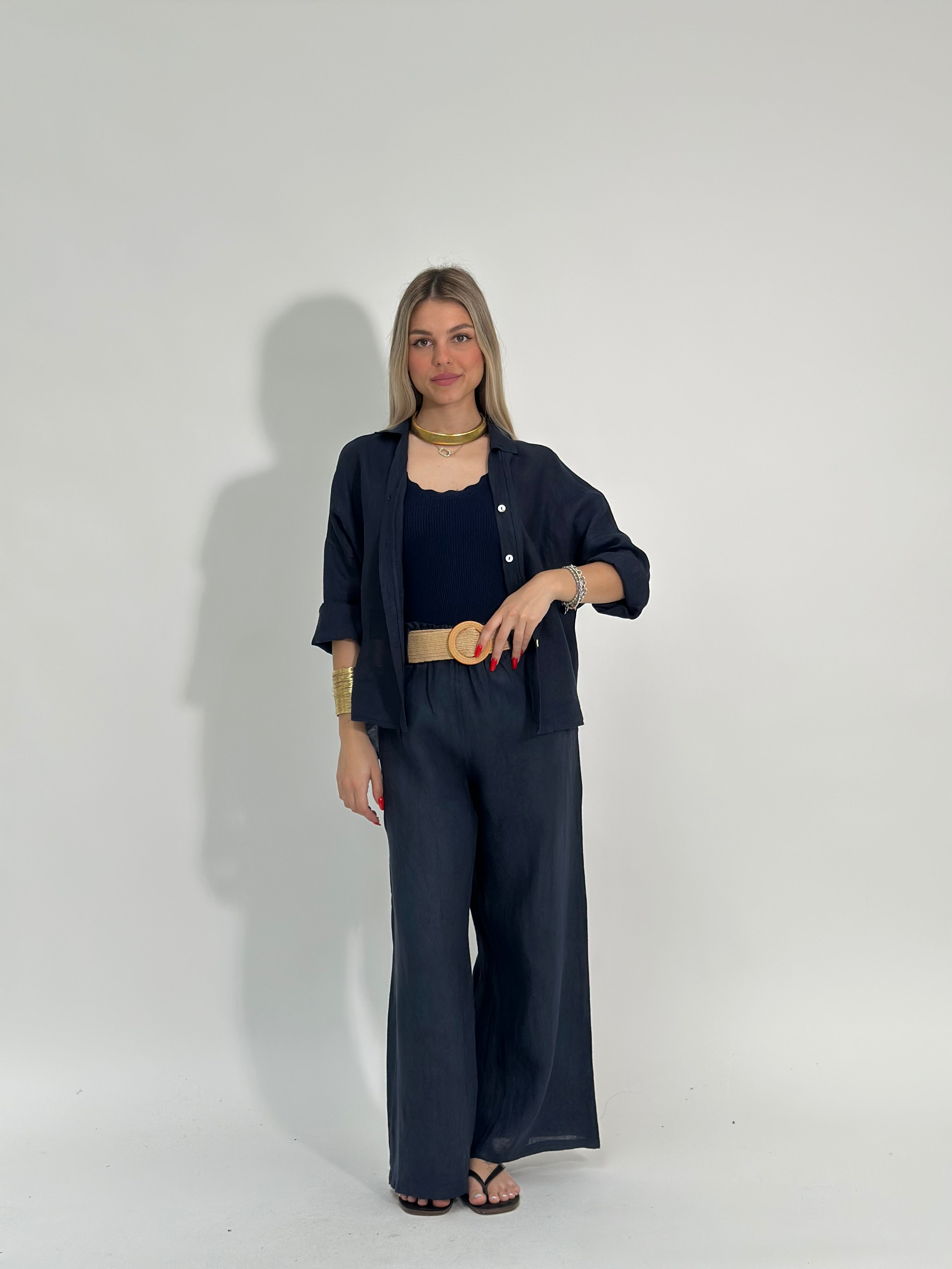 Pantalone lino cintura 22525