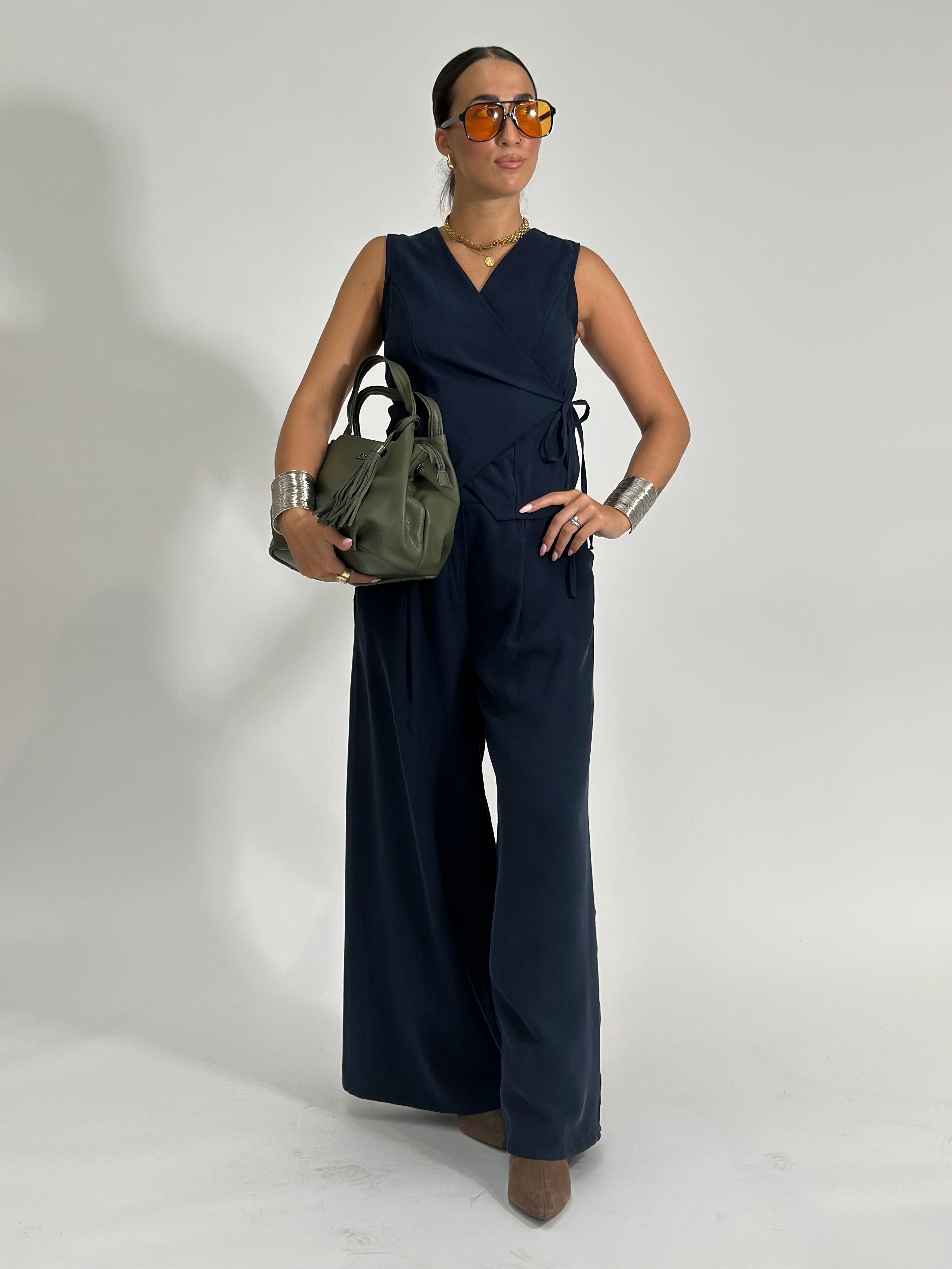 Completo gilet cupro L3917 BLU