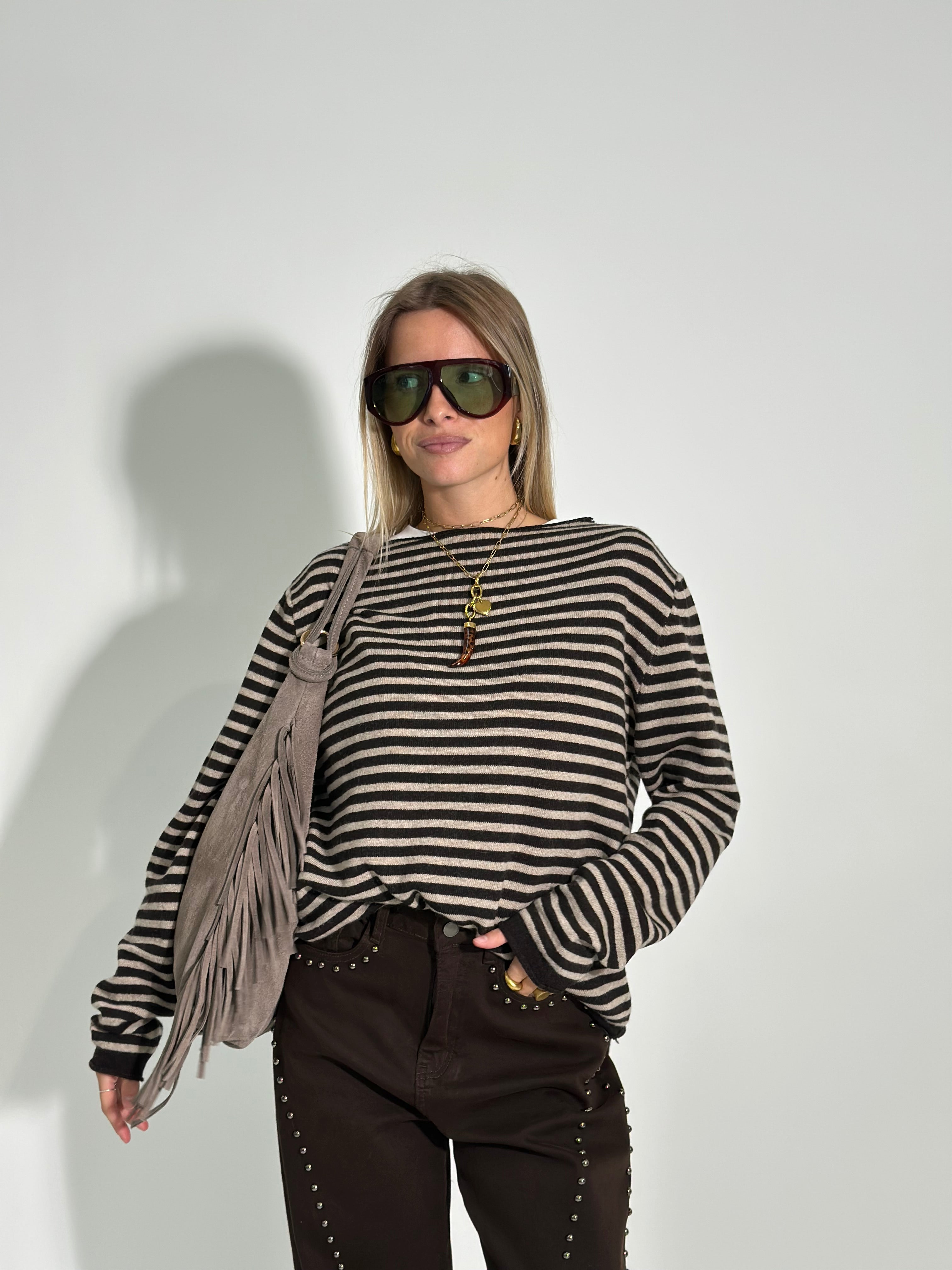 Maglia cashmere blend 6631 MORO-1