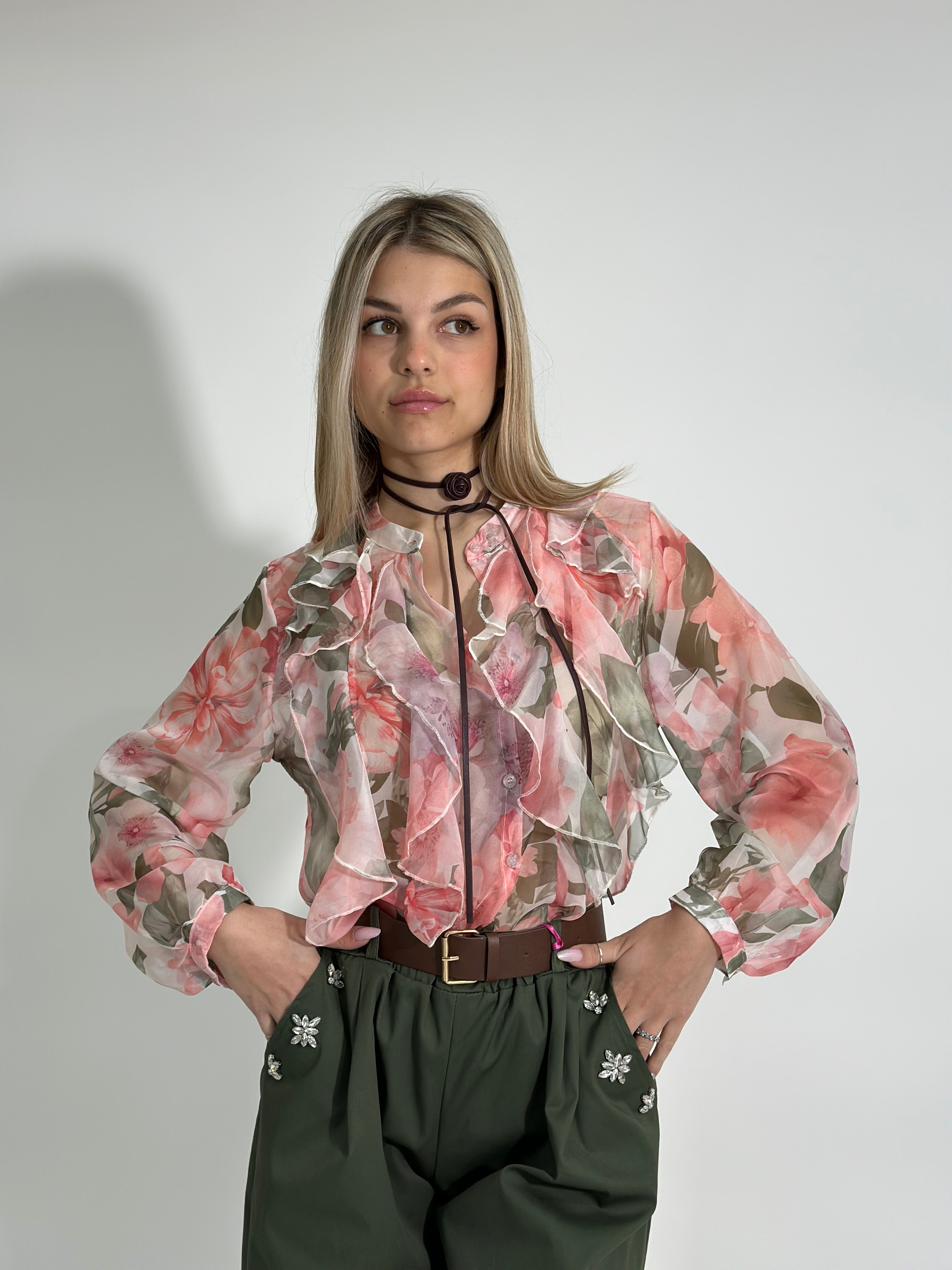 Camicia fiori 3692 ROSA