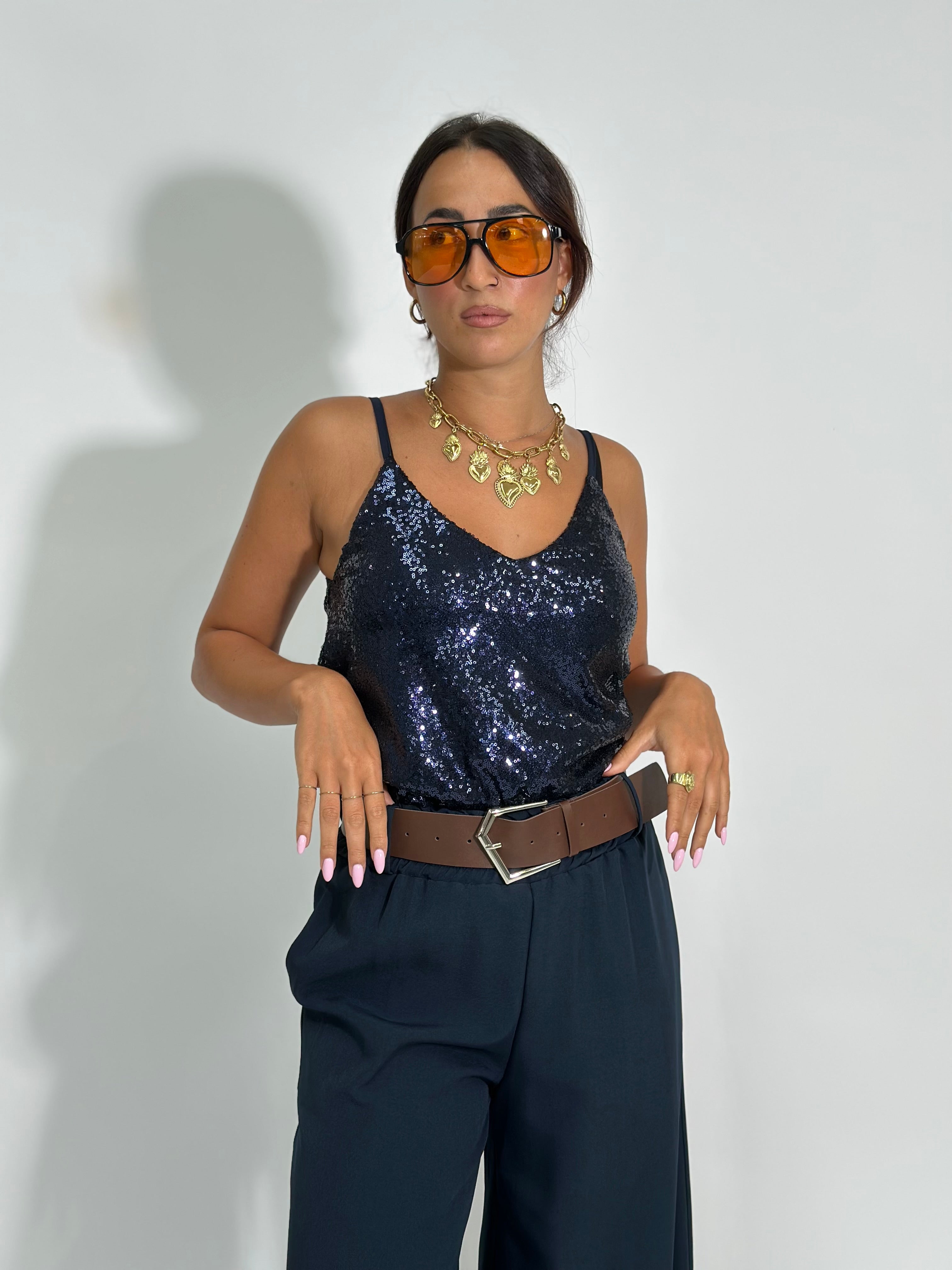 Top paillettes 6695 BLU