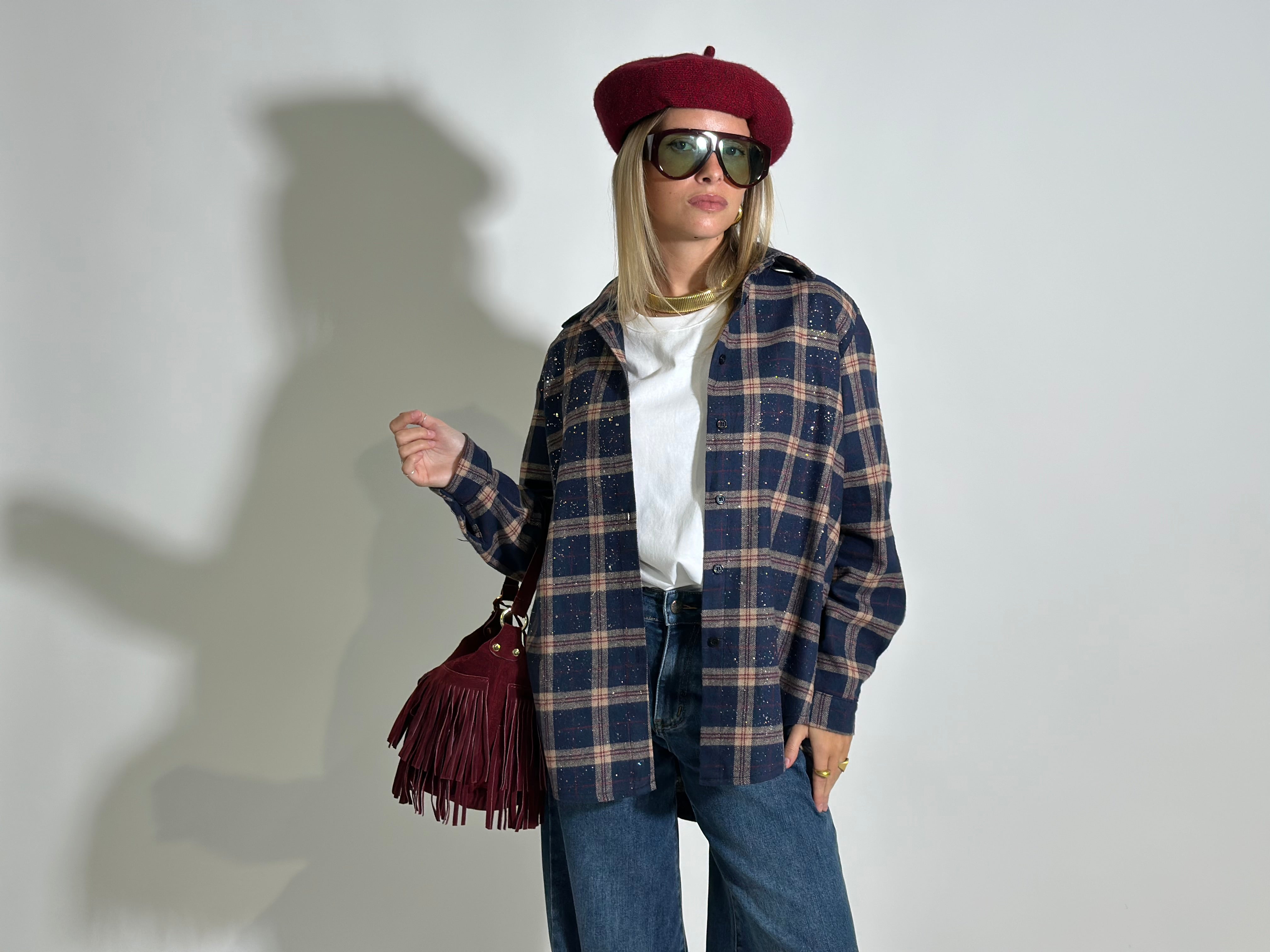 Camicia quadri strass A35