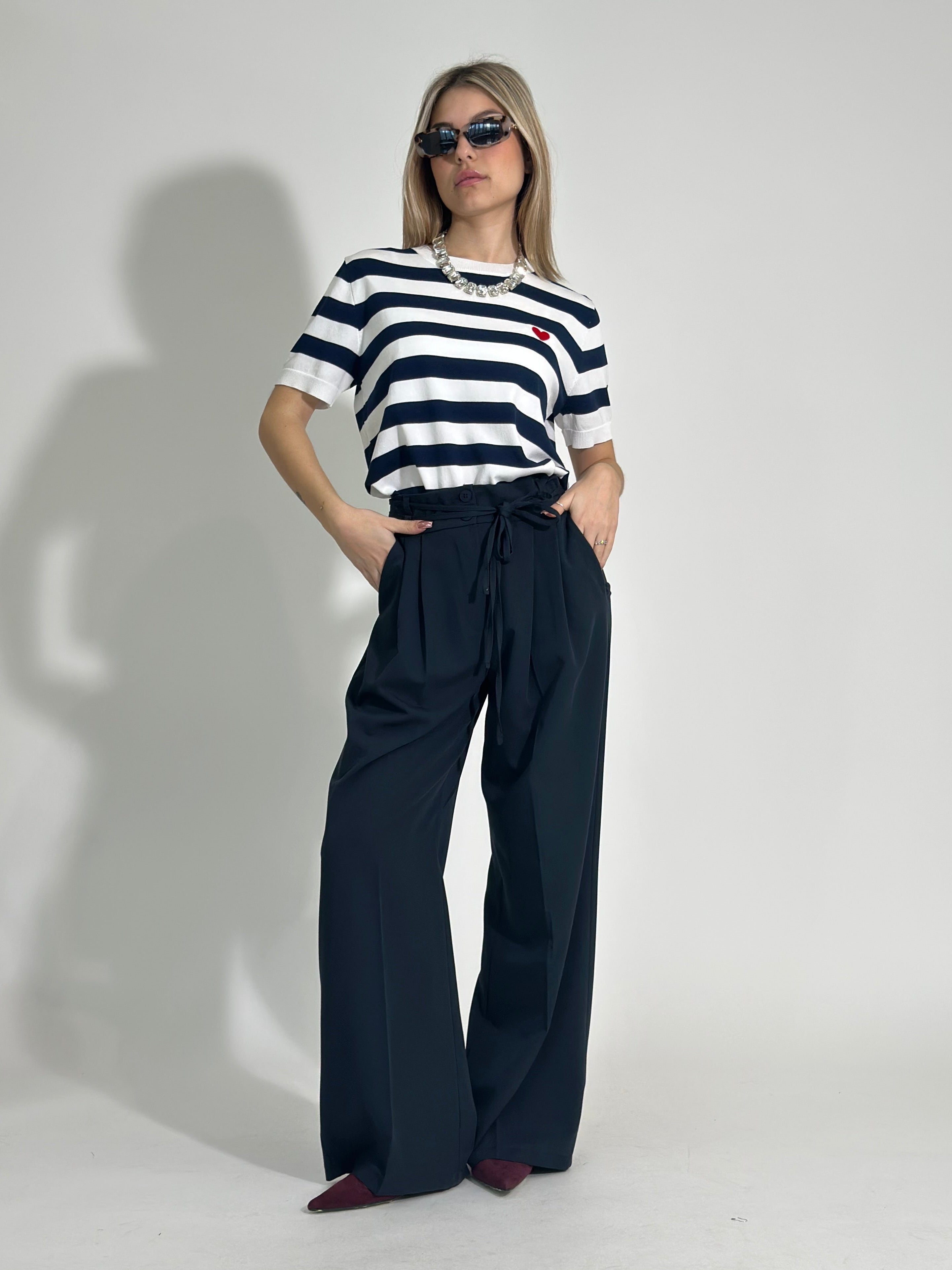 Pantalone palazzo pences G107 BLU