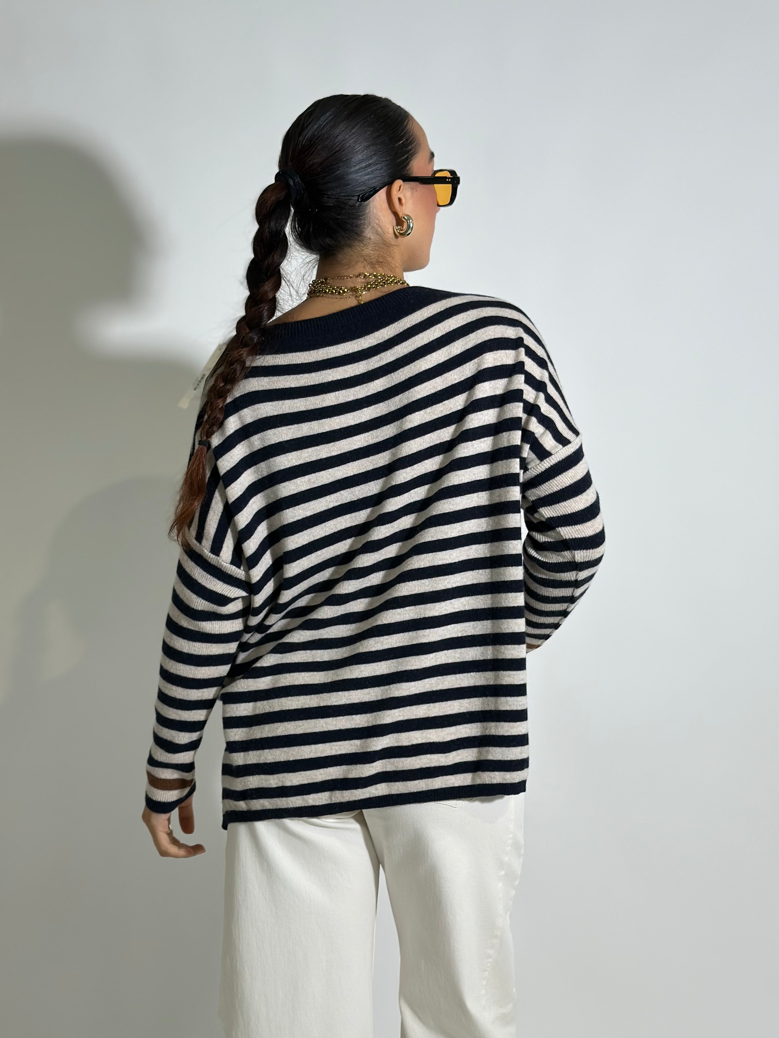 Maglia cashmere blend riga 10225 BLU