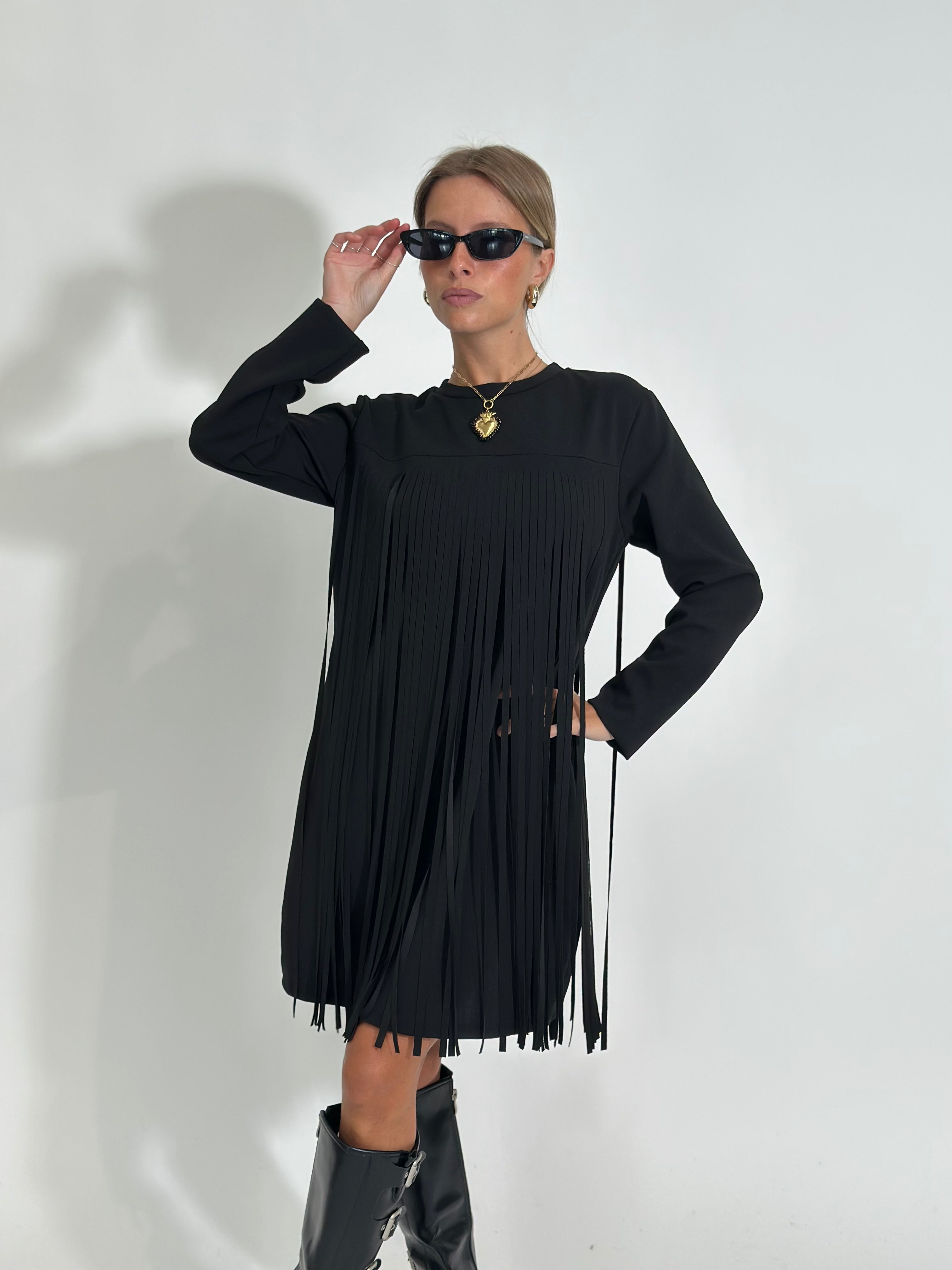 Abito frange 55808 NERO