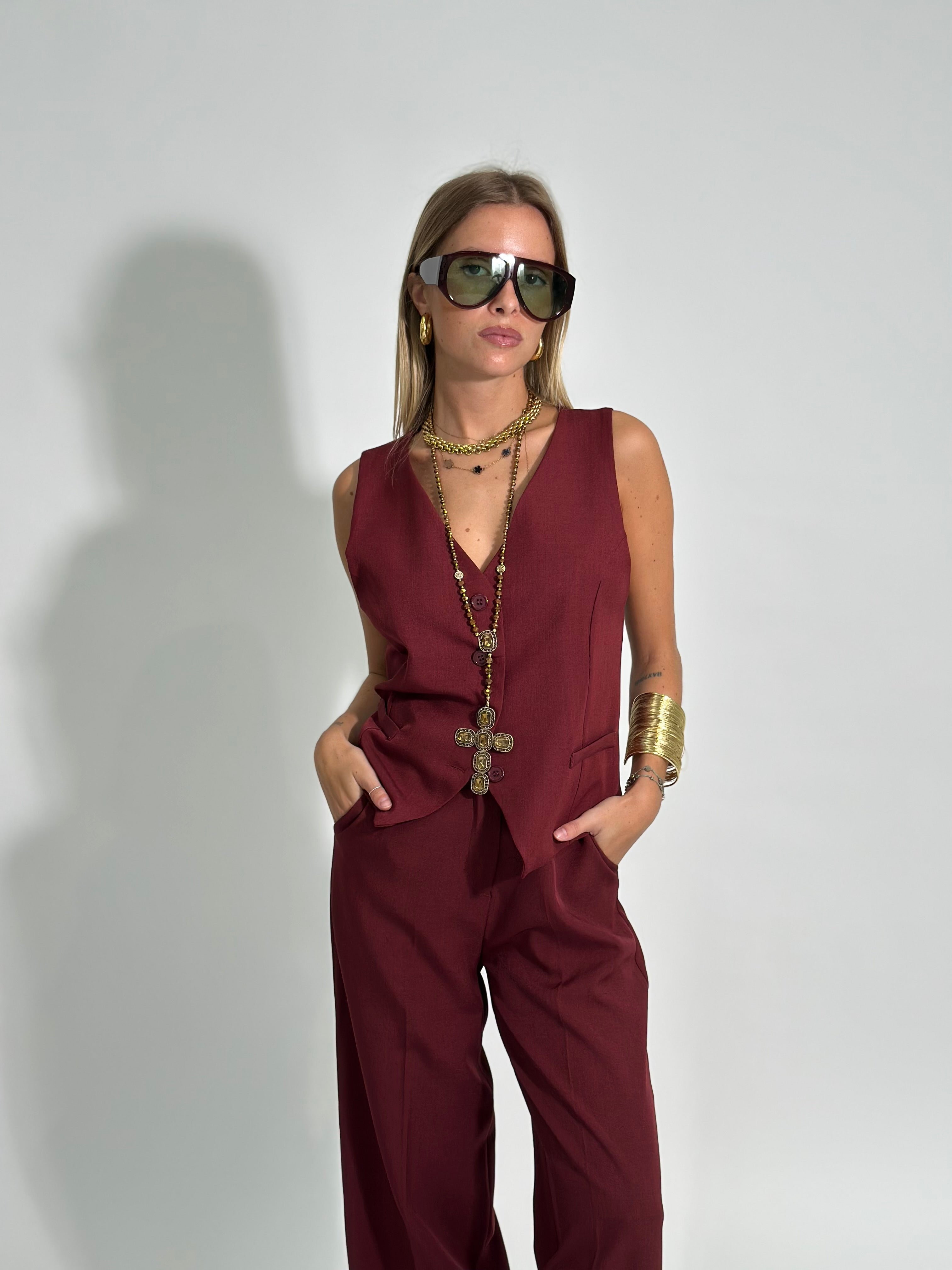 Completo gilet 231280 BURGUNDY