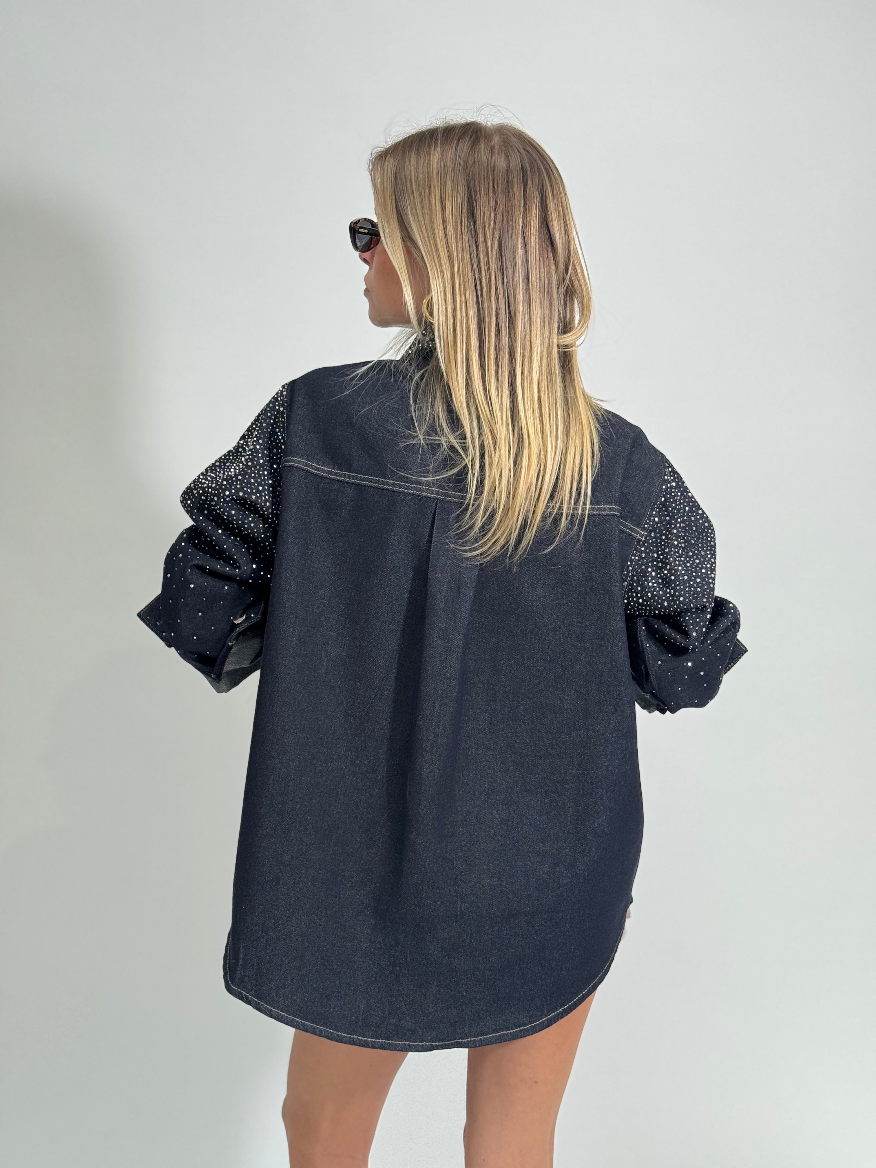 Giacca denim micro strass 2502