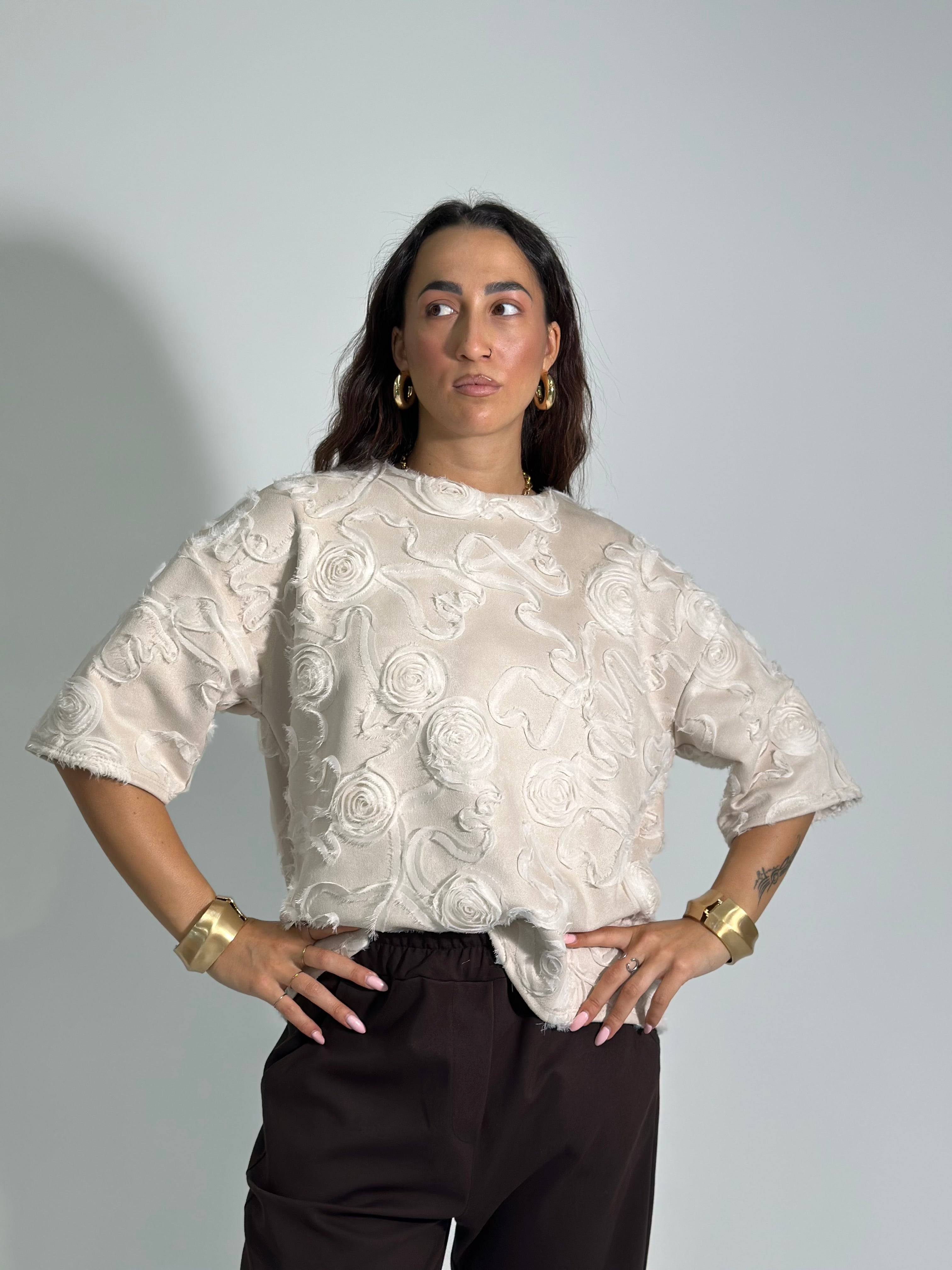 Maglia rose L5126 PANNA
