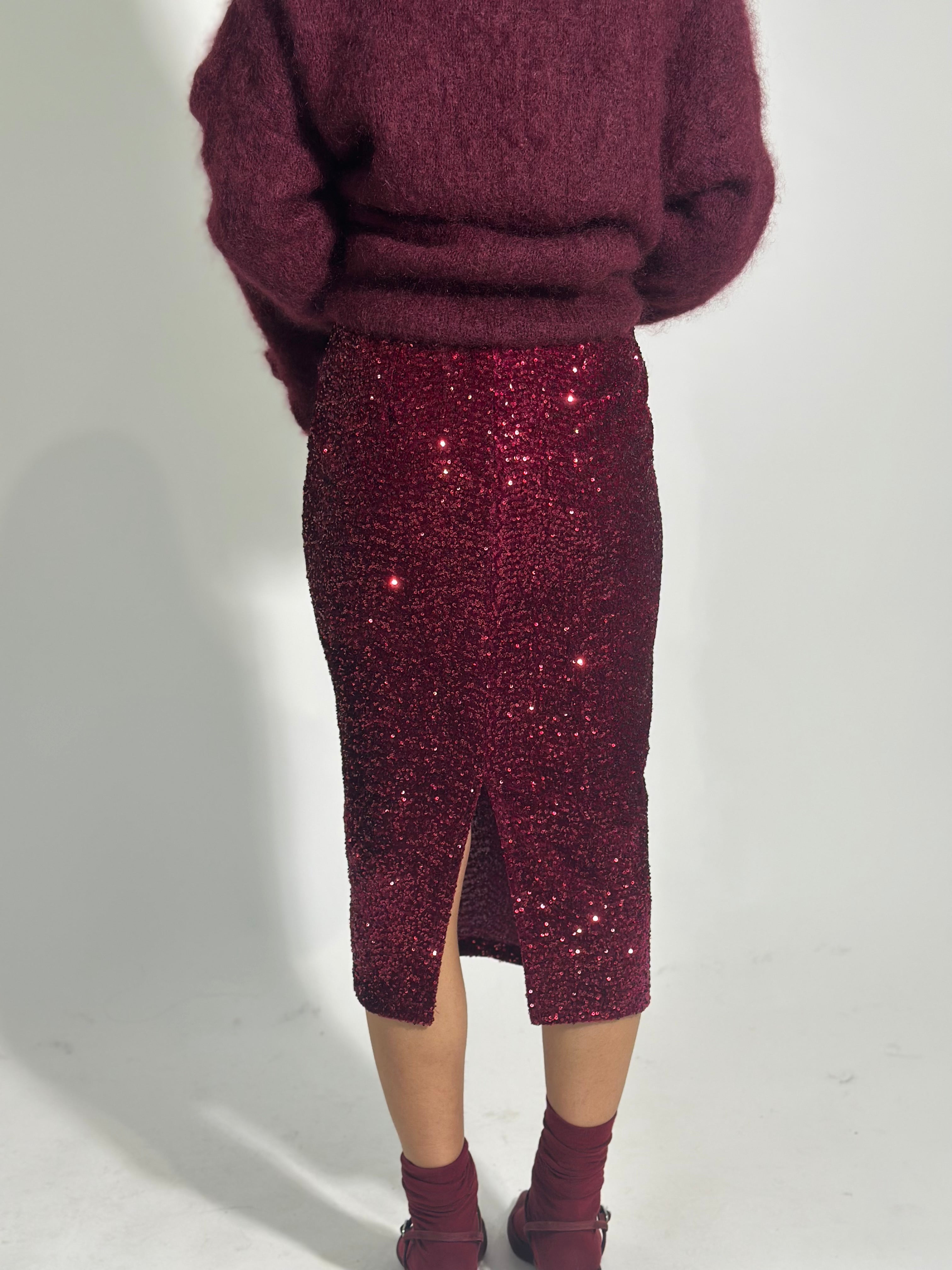 Gonna paillettes 69523 BURGUNDY