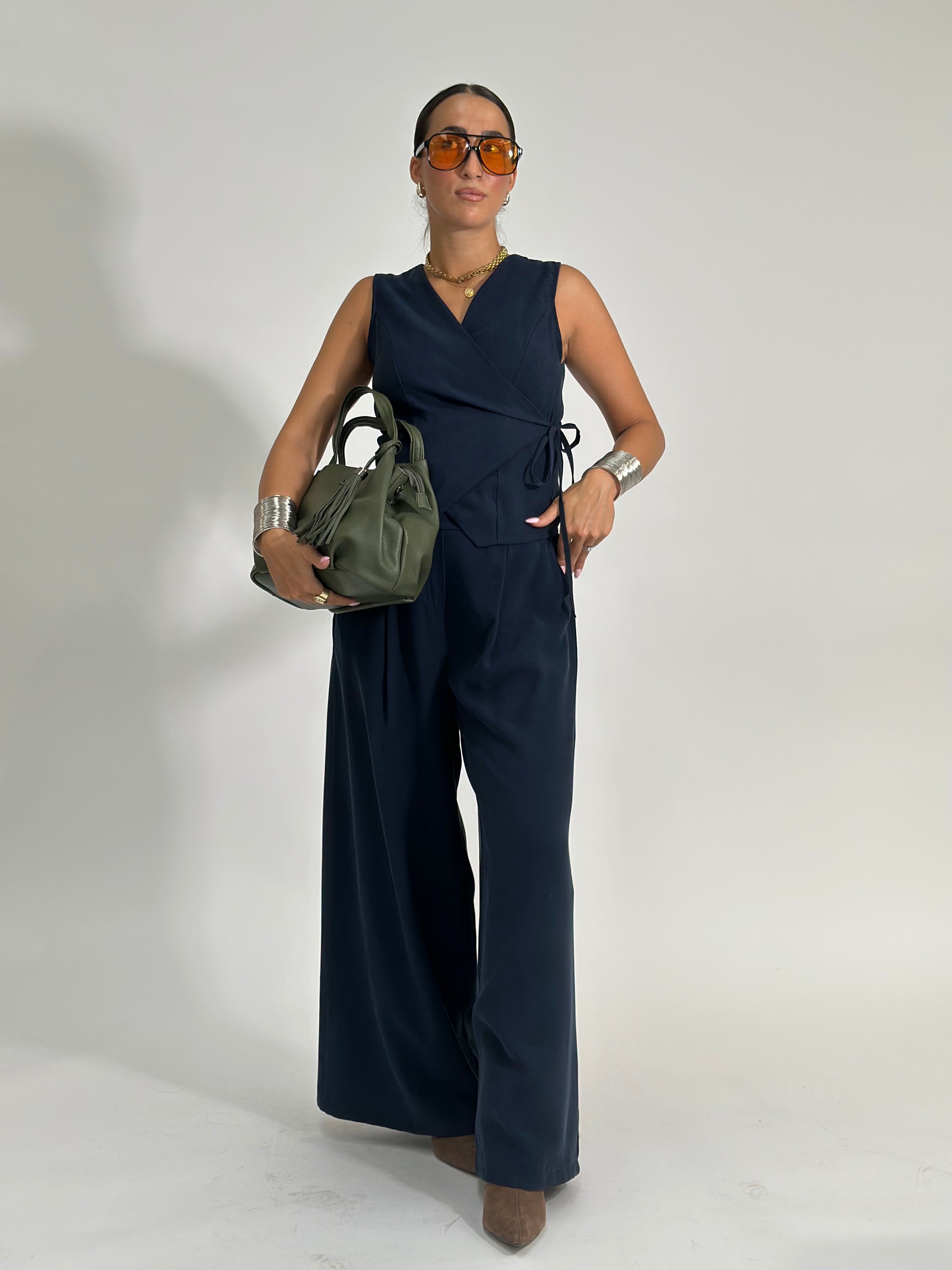 Completo gilet cupro L3917 BLU