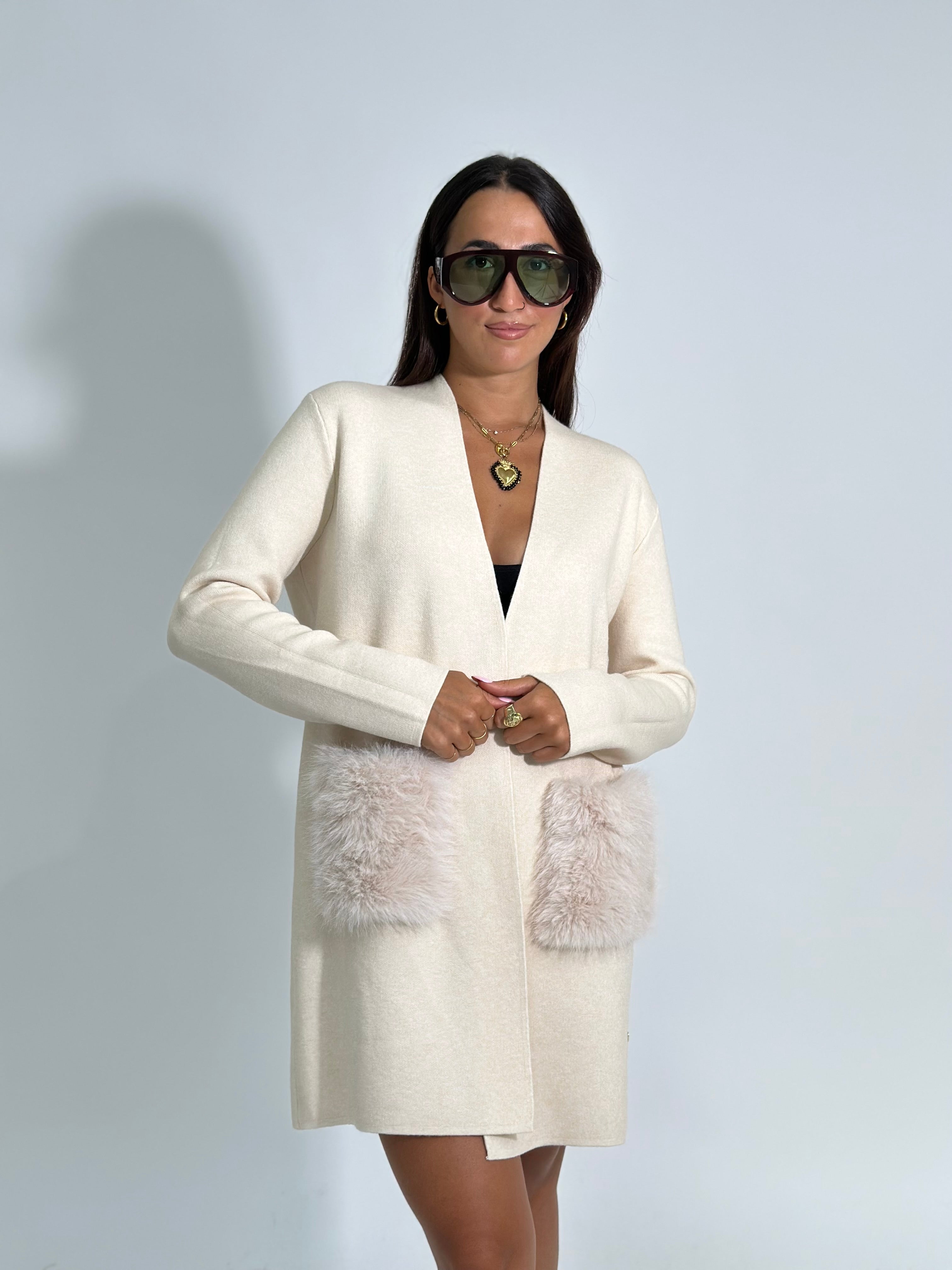 Cardigan tasche 60669 PANNA