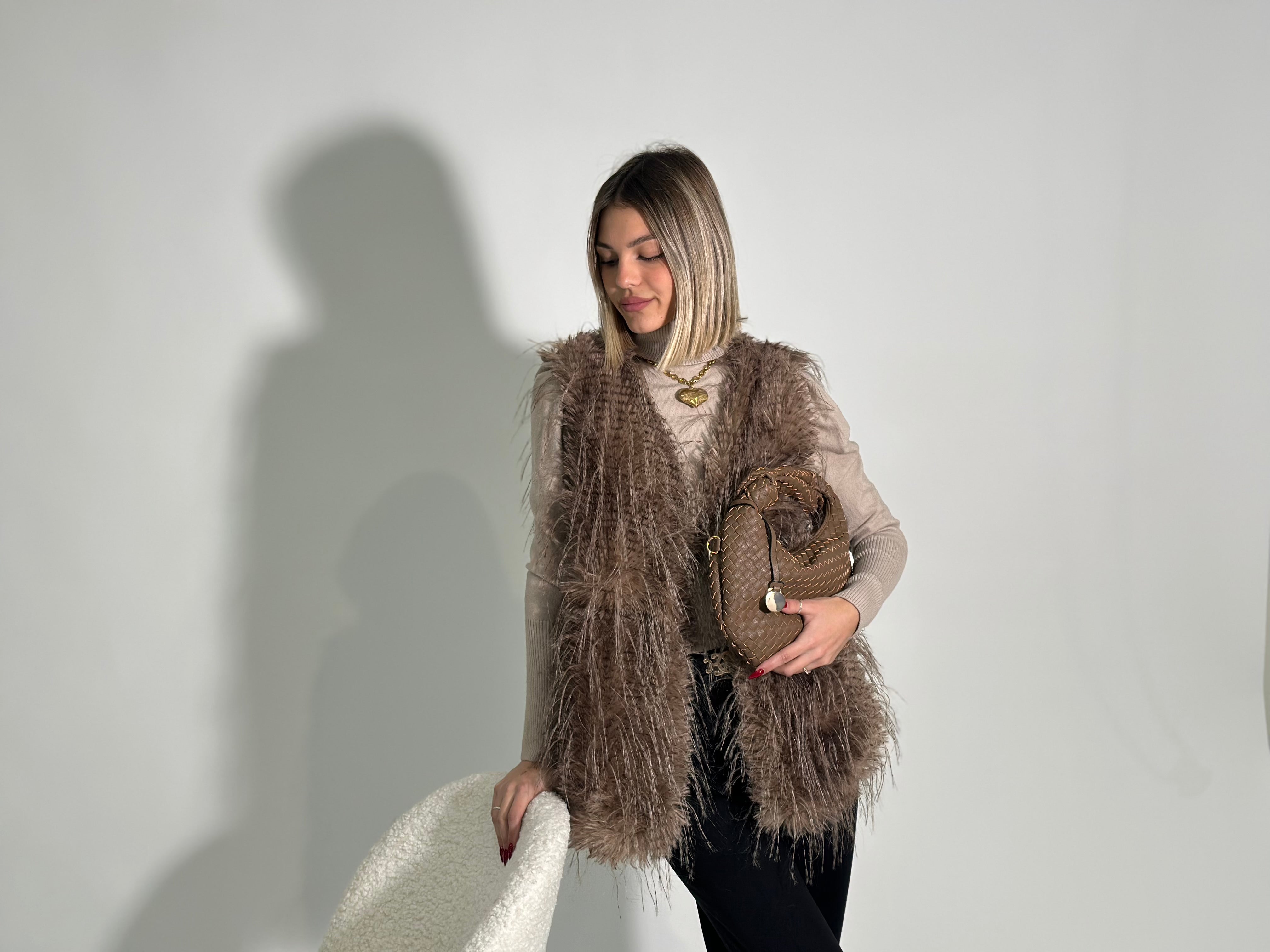 Pelliccia smanicata MF11 MORO