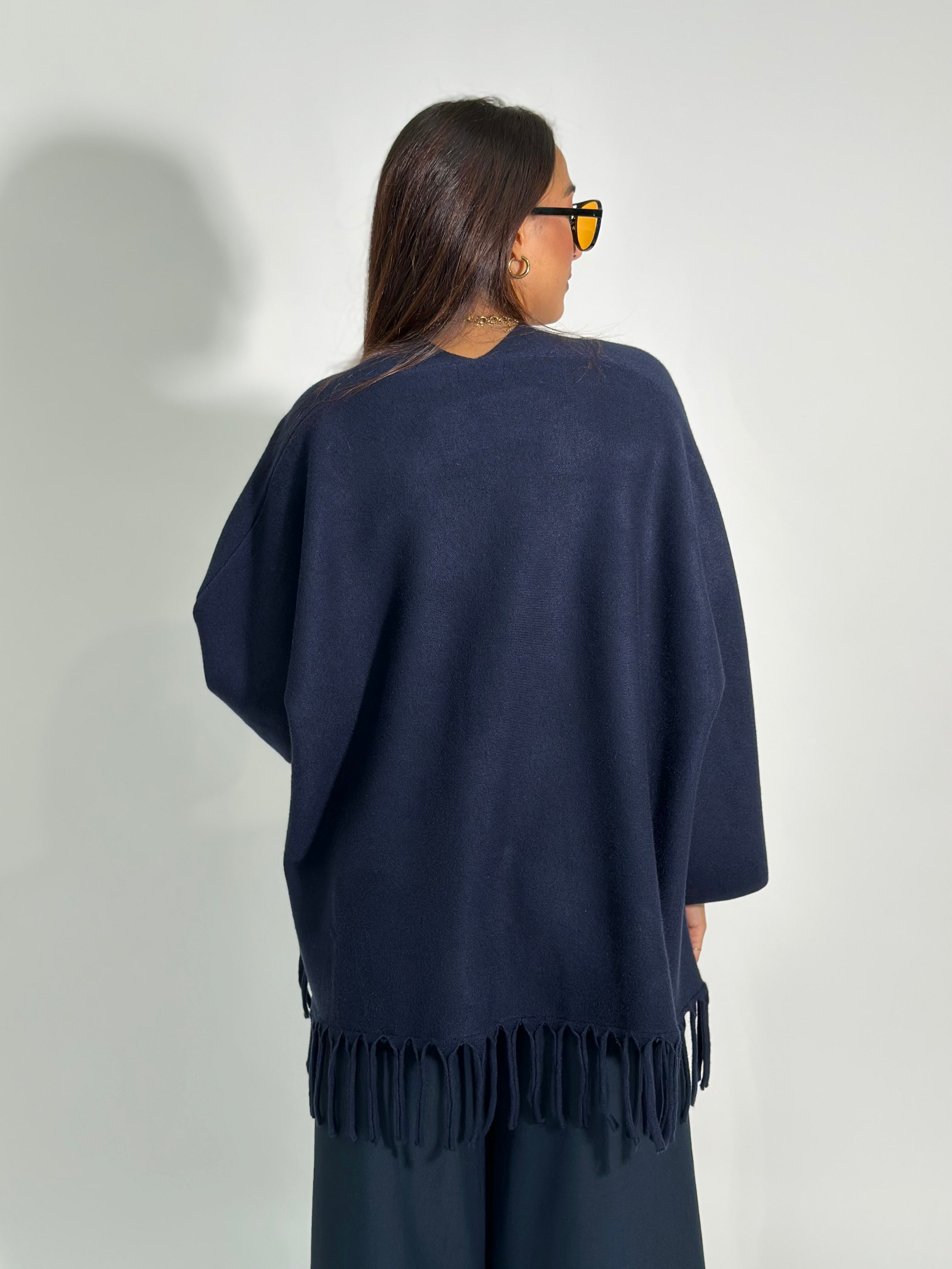 Cardigan frange 28109 BLU