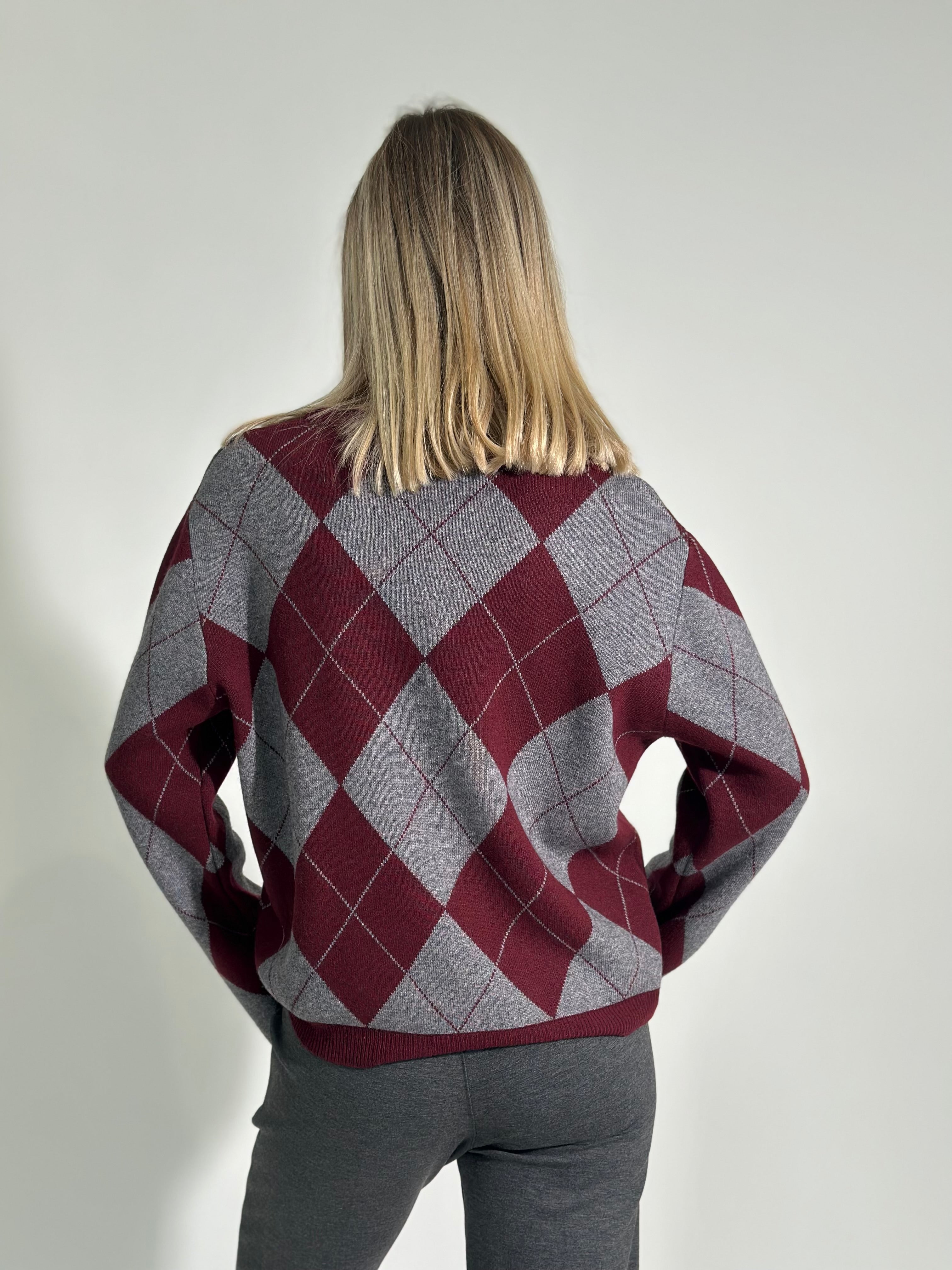 Maglia rombi 25136 BURGUNDY