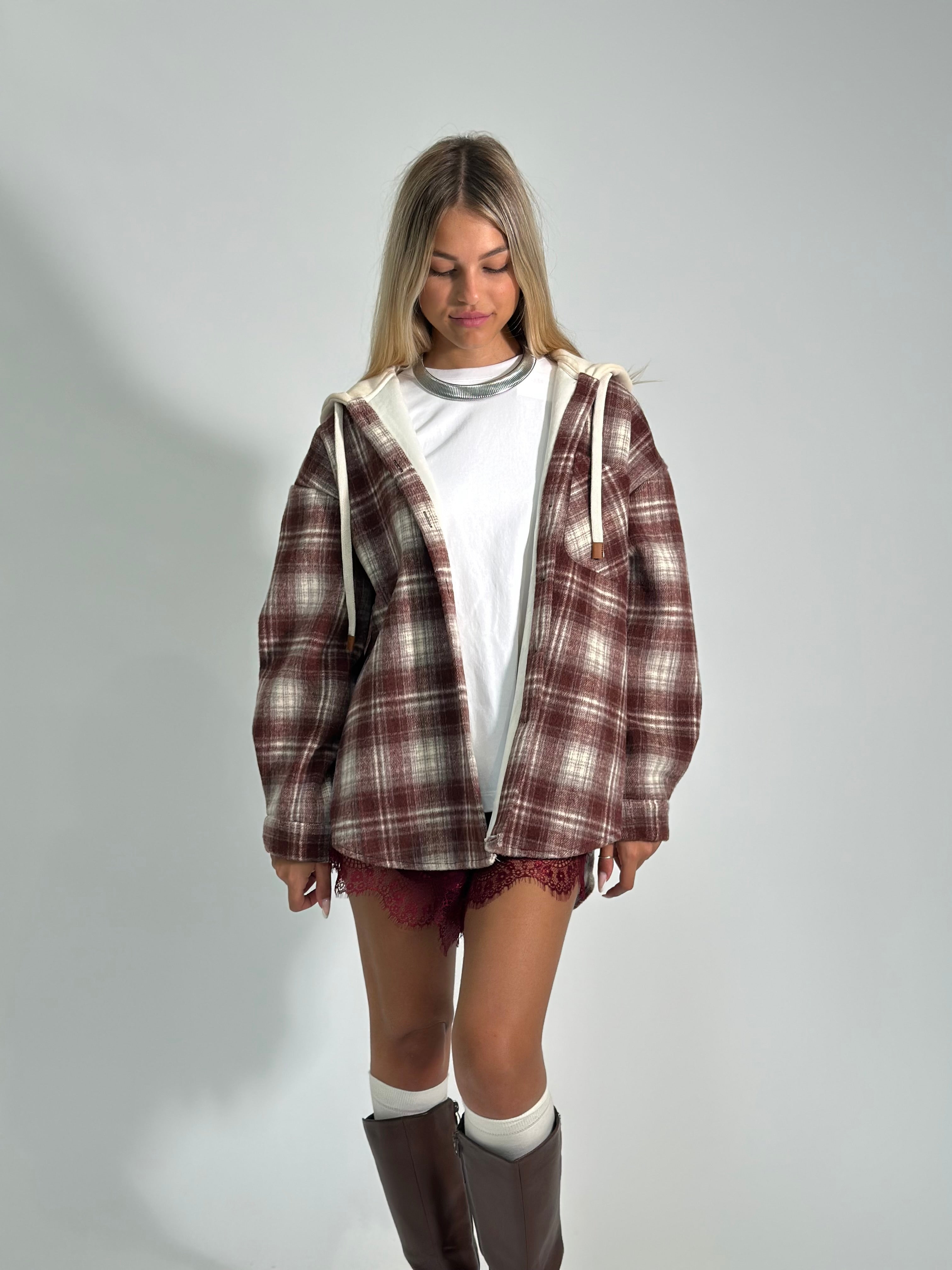 Giacca cappuccio K856 BURGUNDY