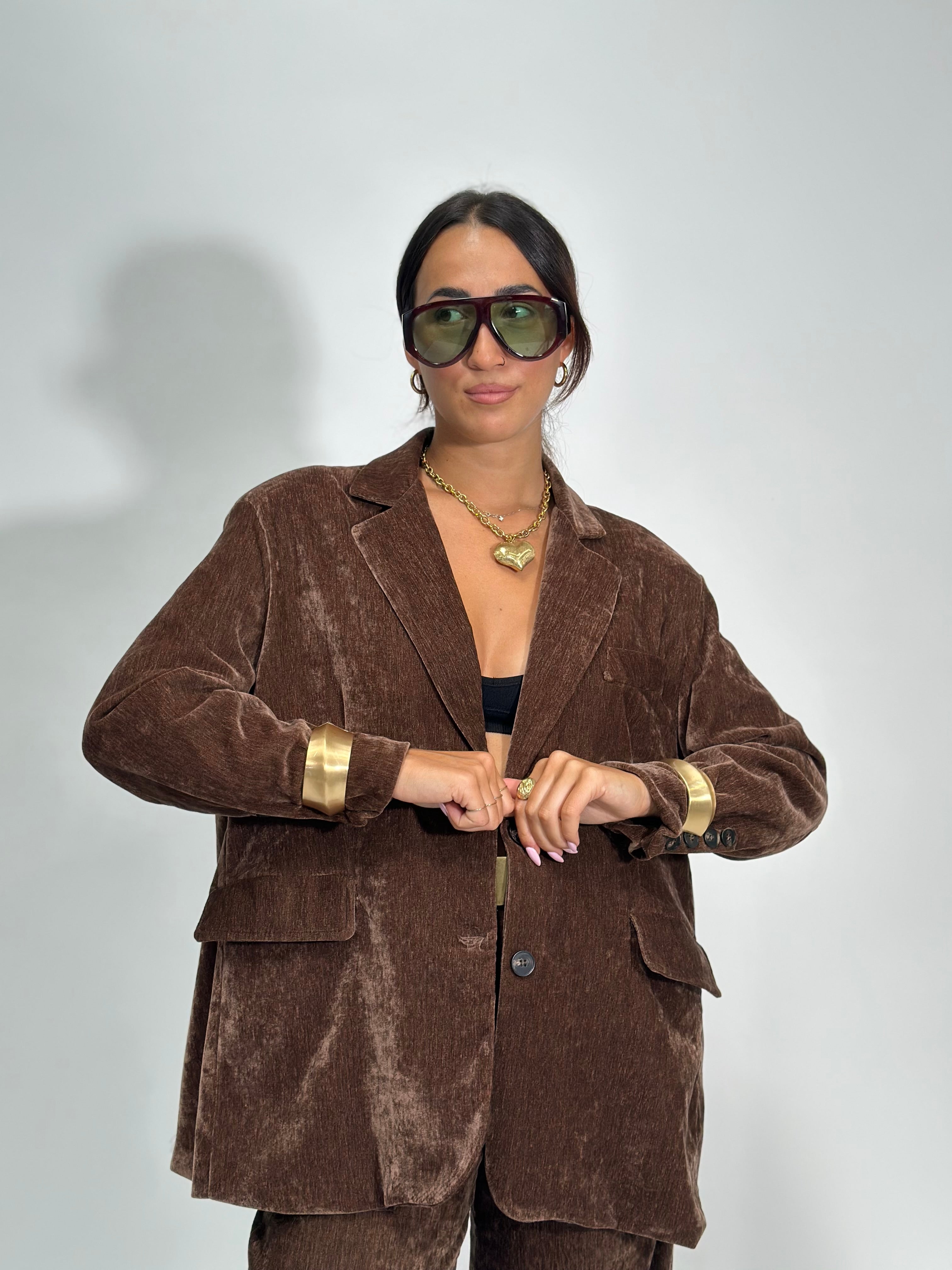 Giacca velour 80021 MARRONE