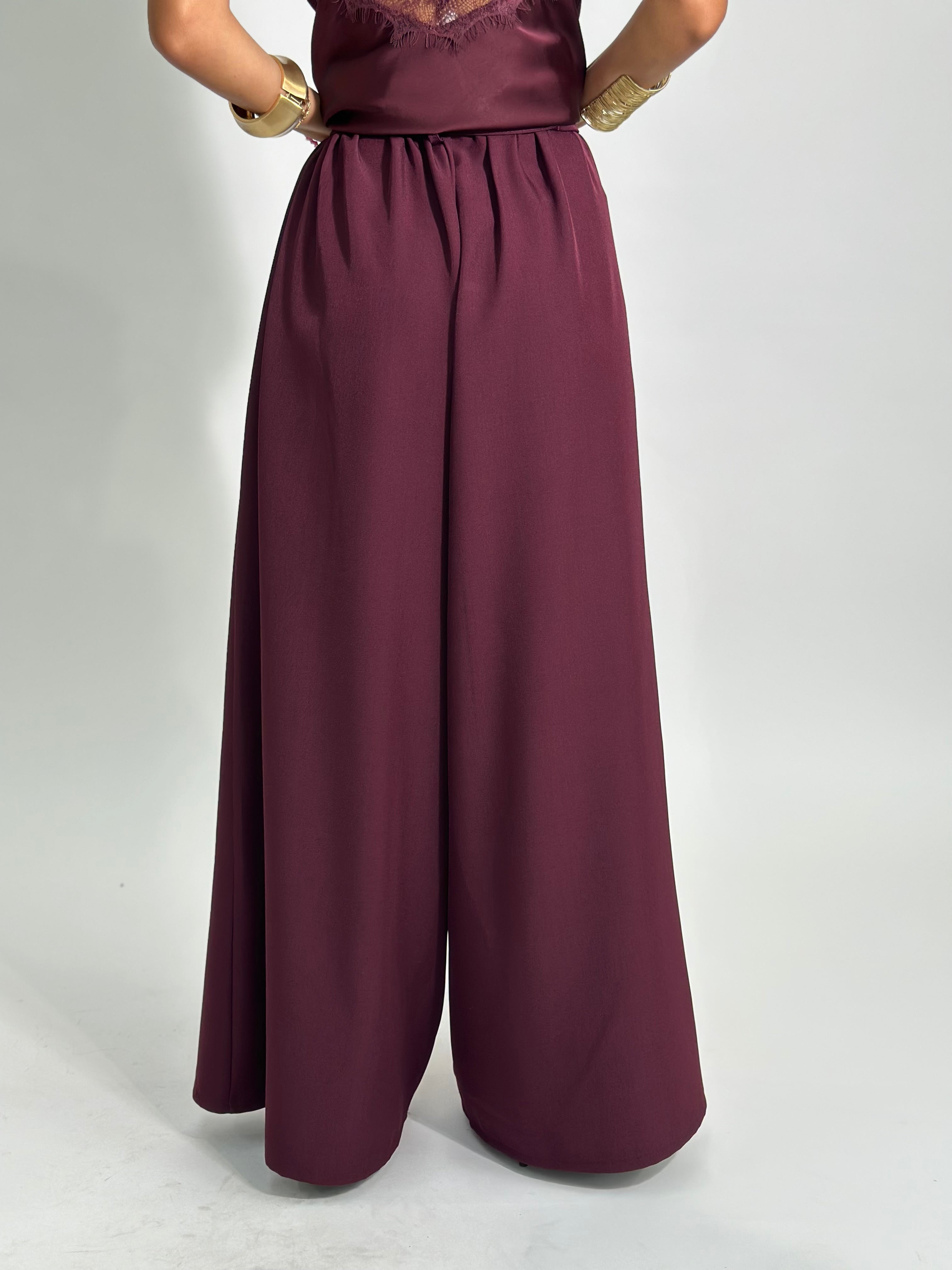 Pantalone fiore 25603 BURGUNDY