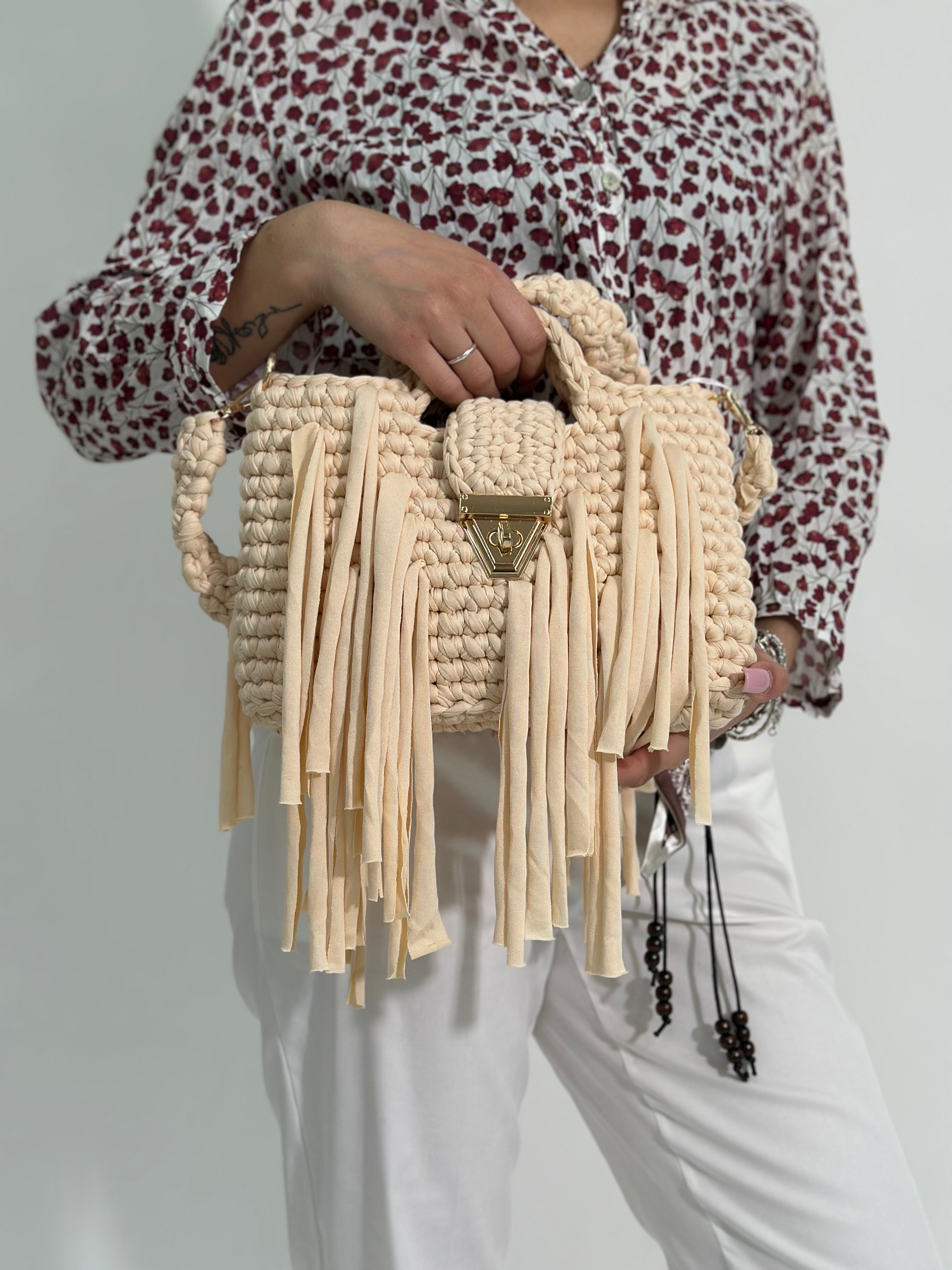 Borsa frange 2651 BEIGE