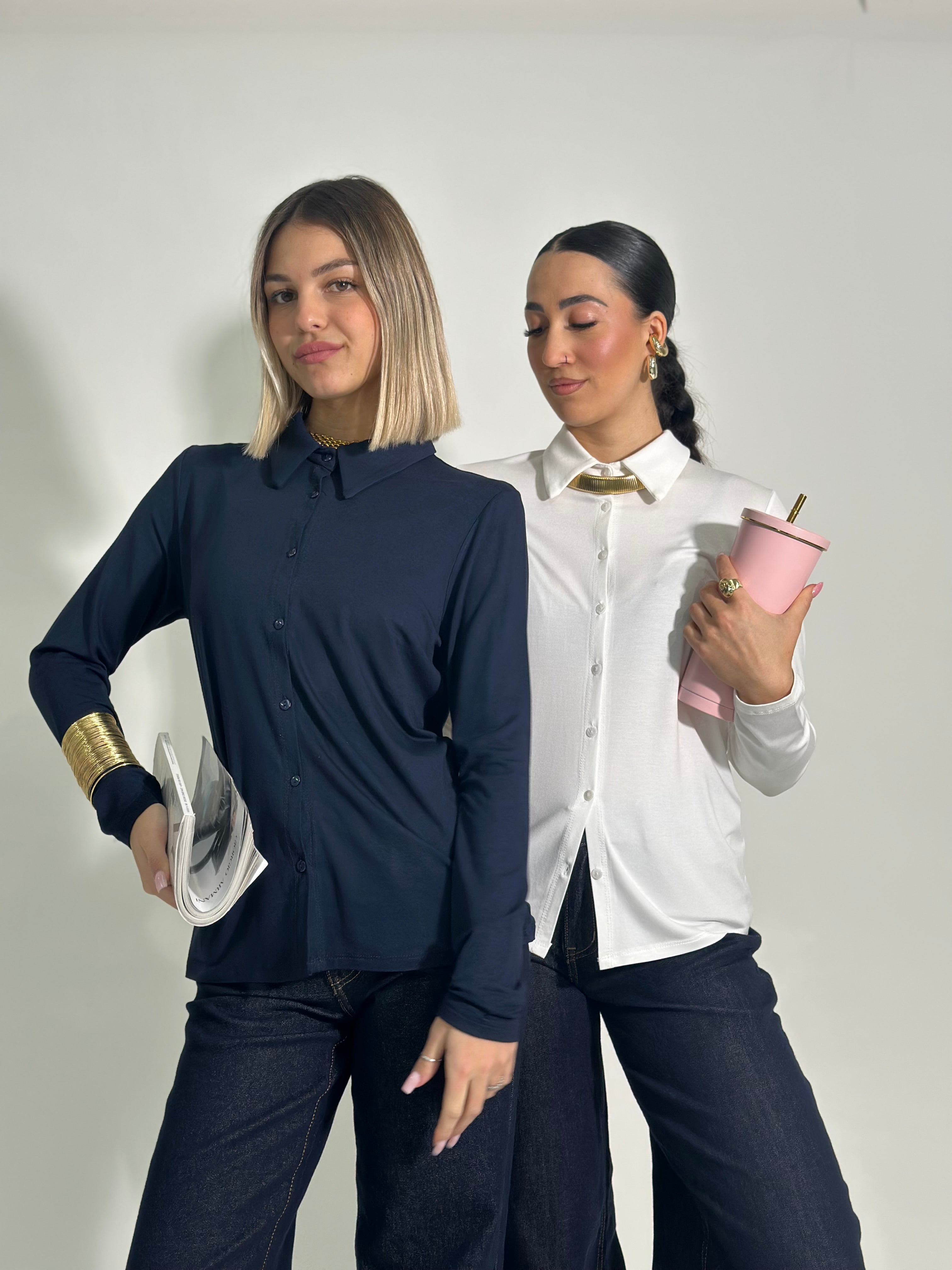 Camicia jersey 28163 BLU