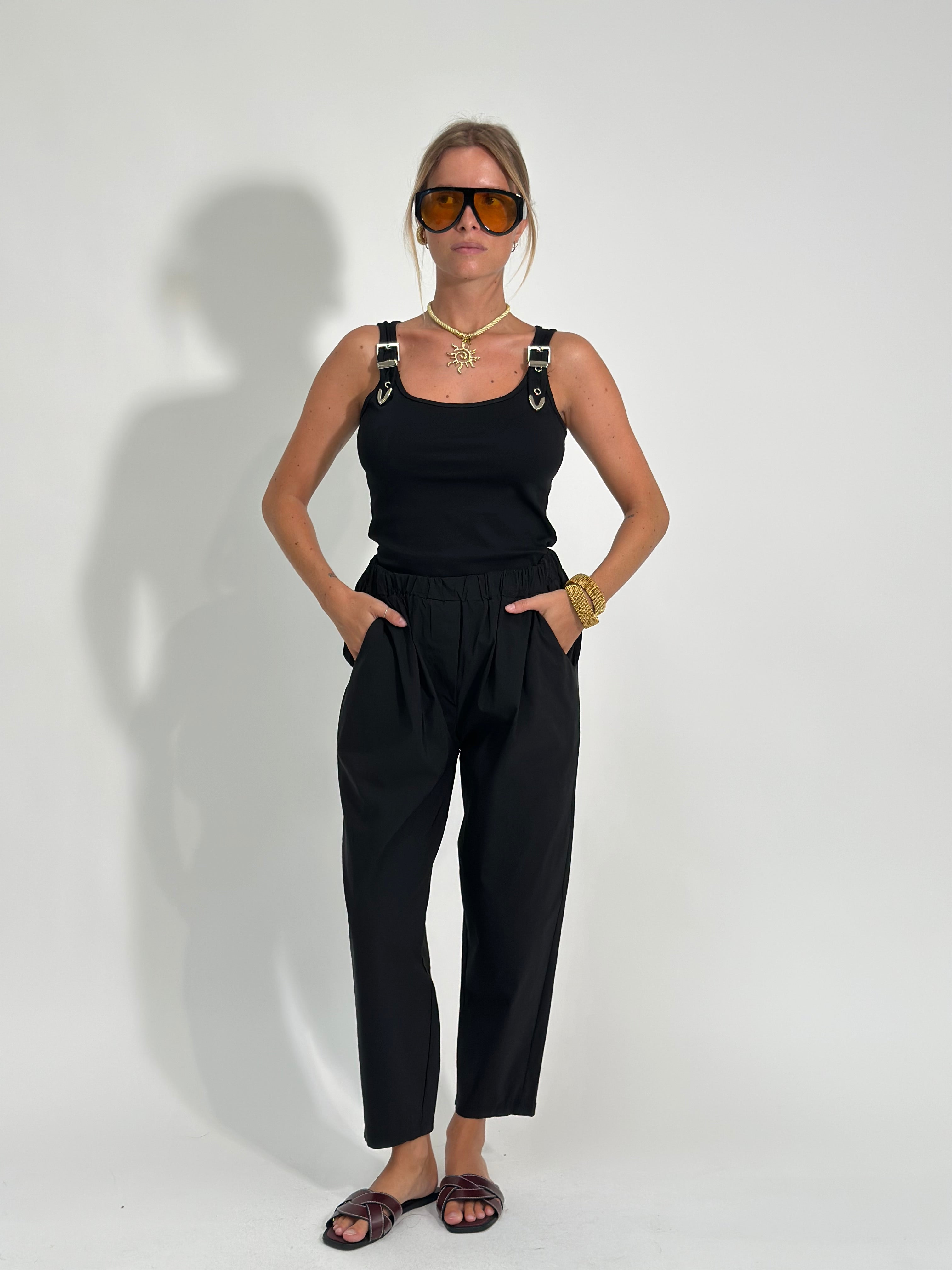Pantalone popeline 81166 NERO
