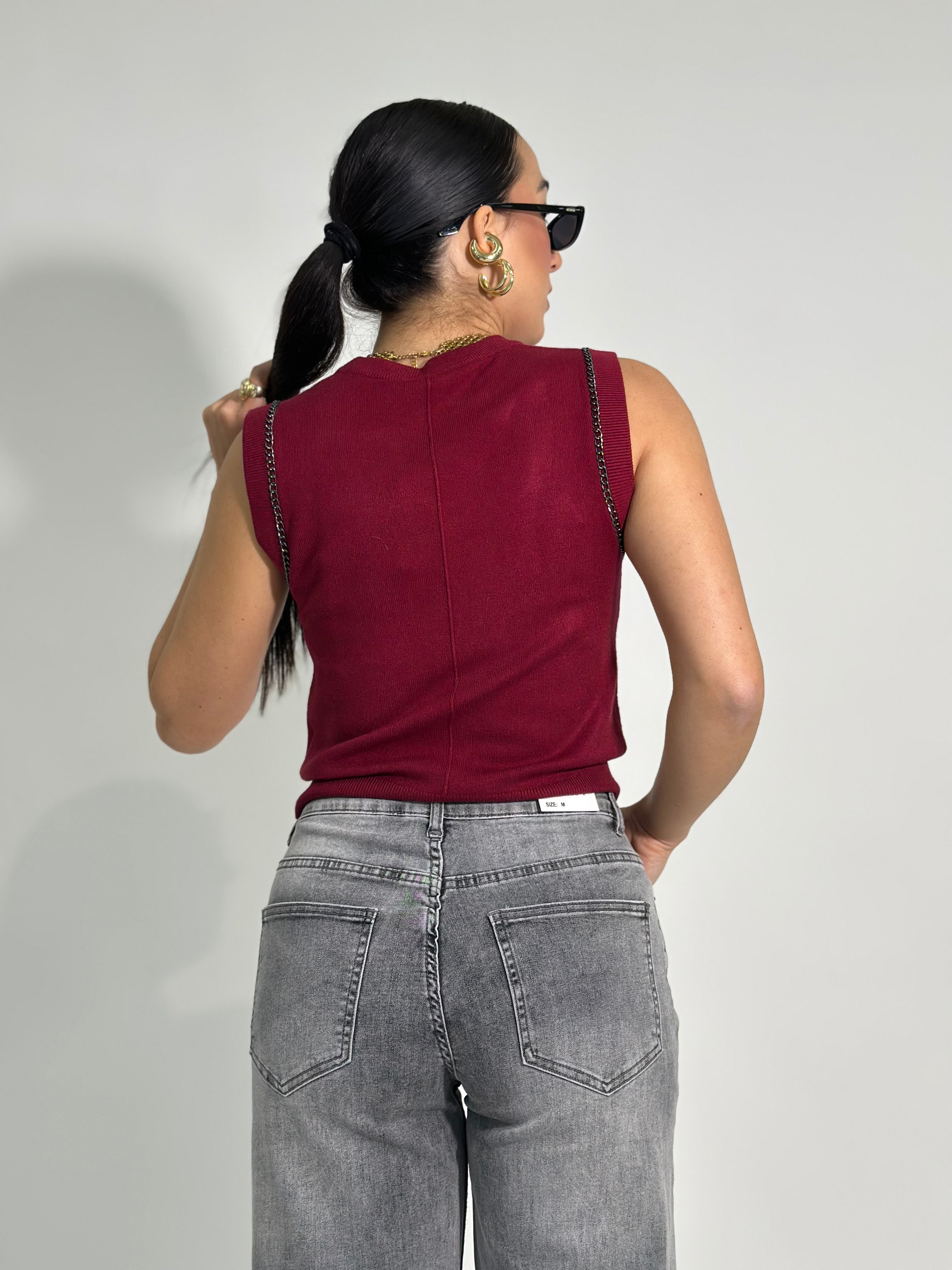 Maglia gilet 9657 BURGUNDY