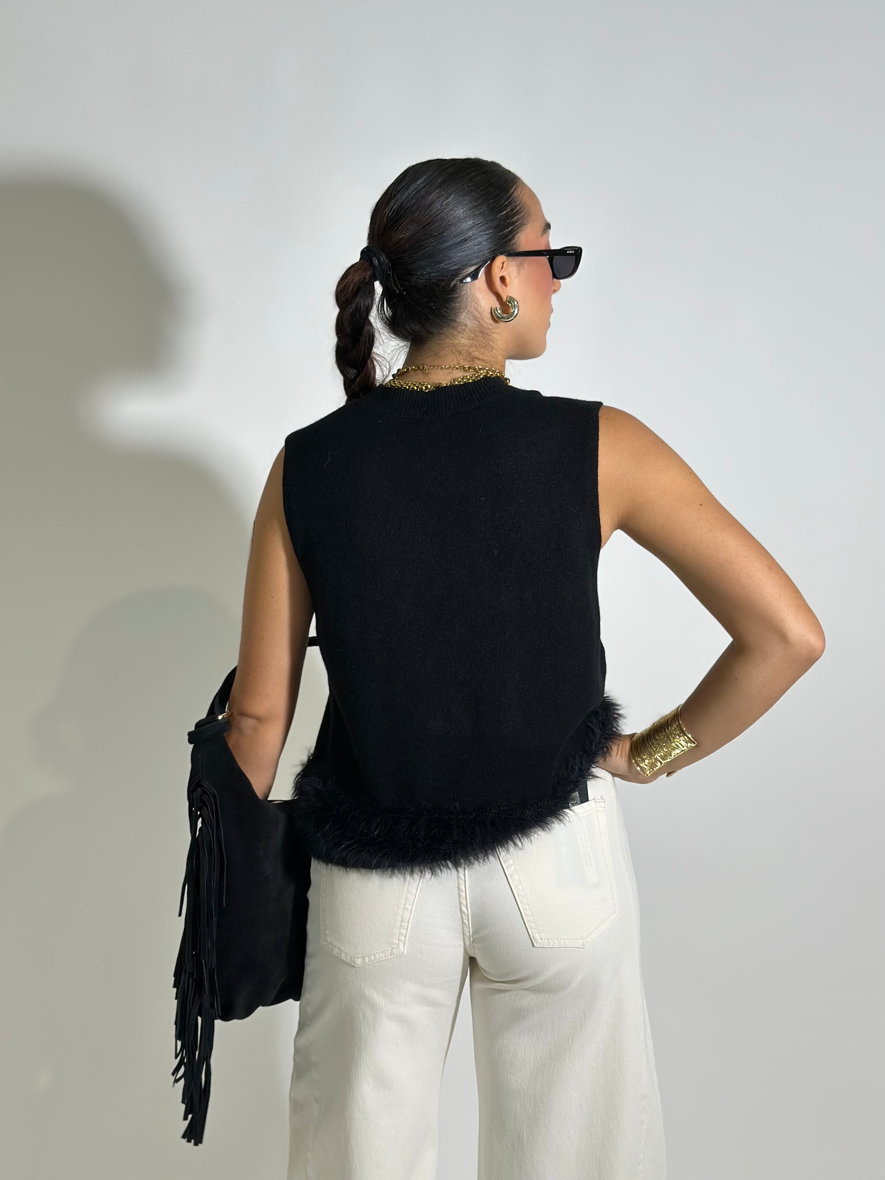Gilet fluffy 6249 NERO