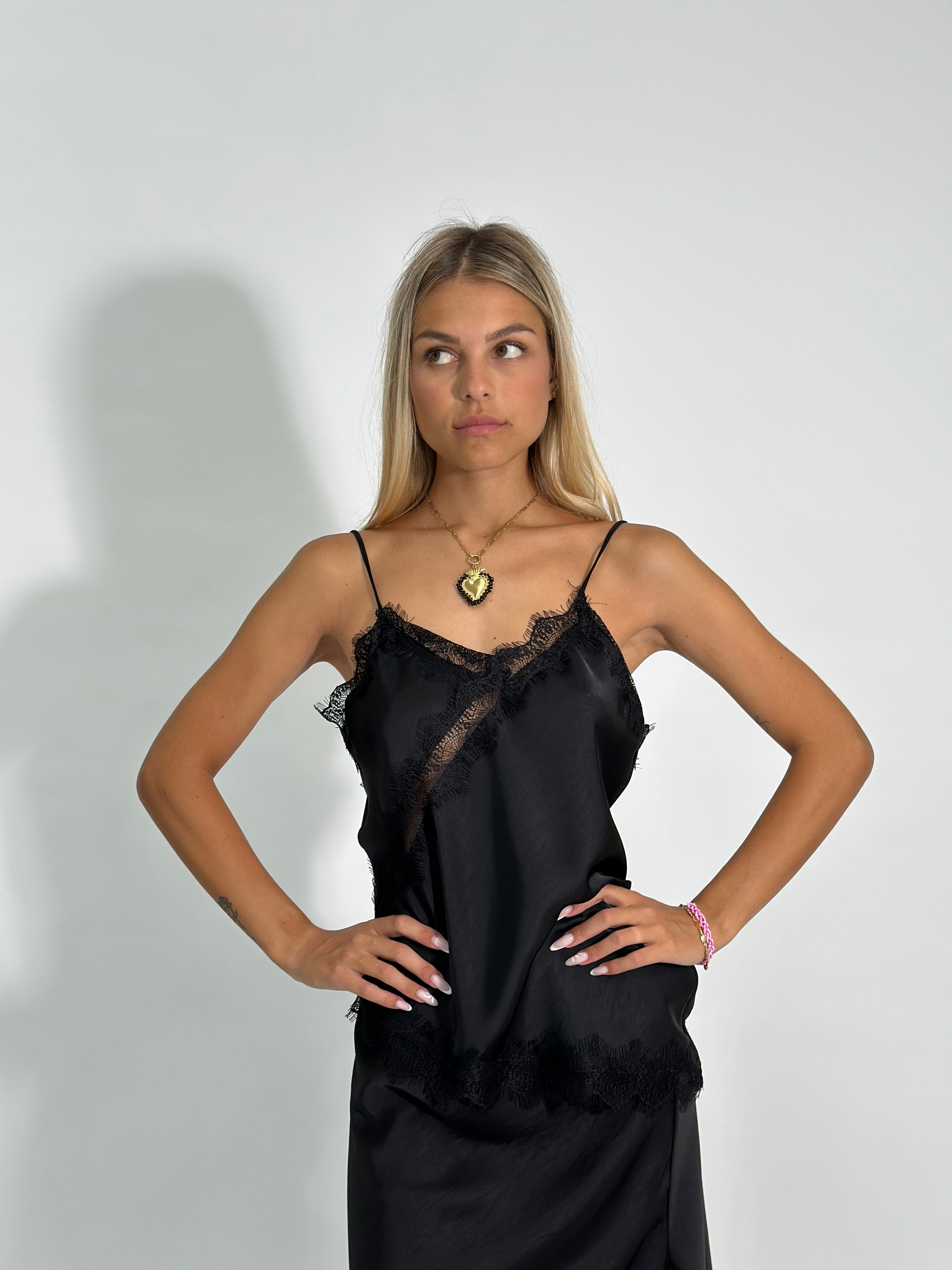 Top satin pizzo 19651 NERO
