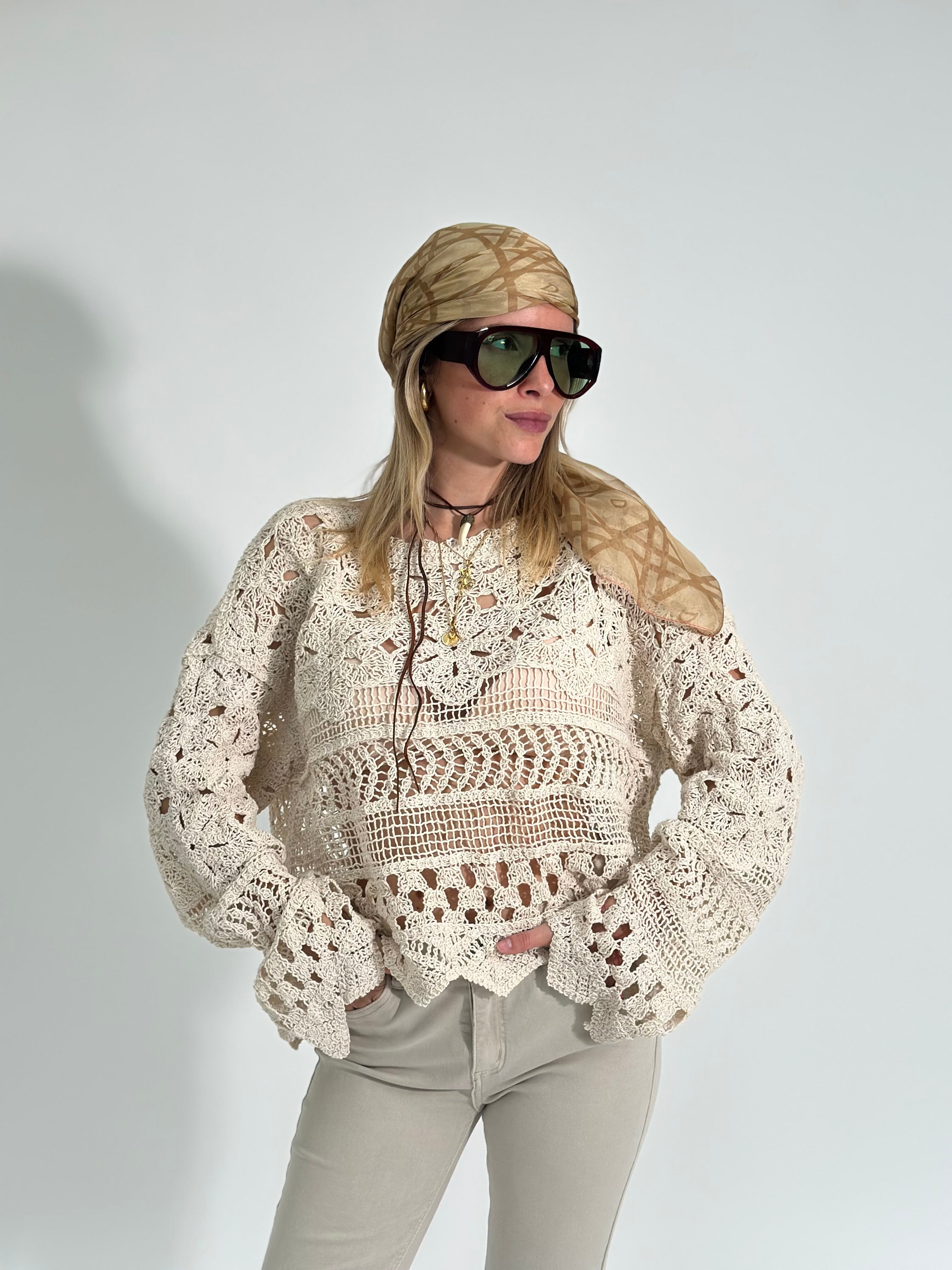 Maglia crochet ZS28087 BEIGE