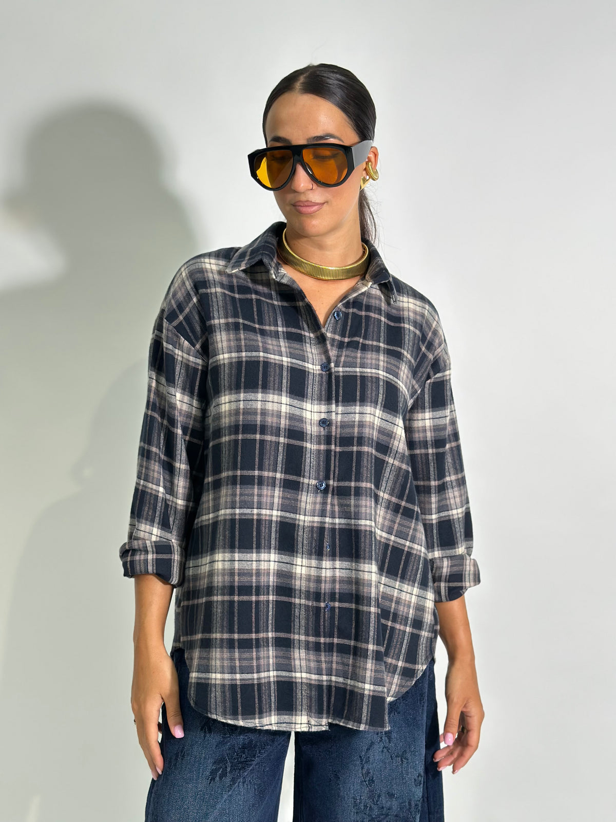 Camicia madras 13731 BLU