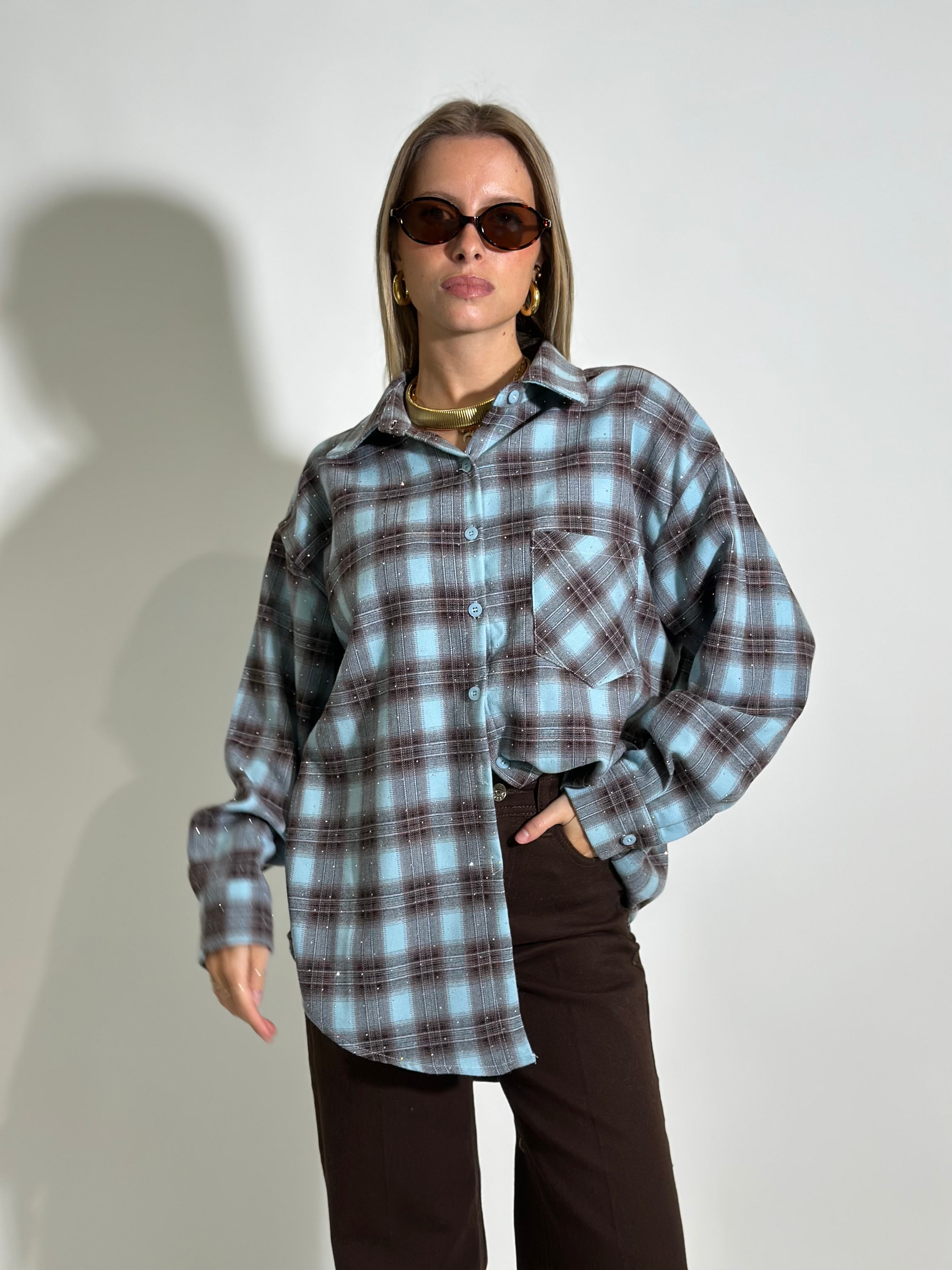 Camicia quadri strass 19108
