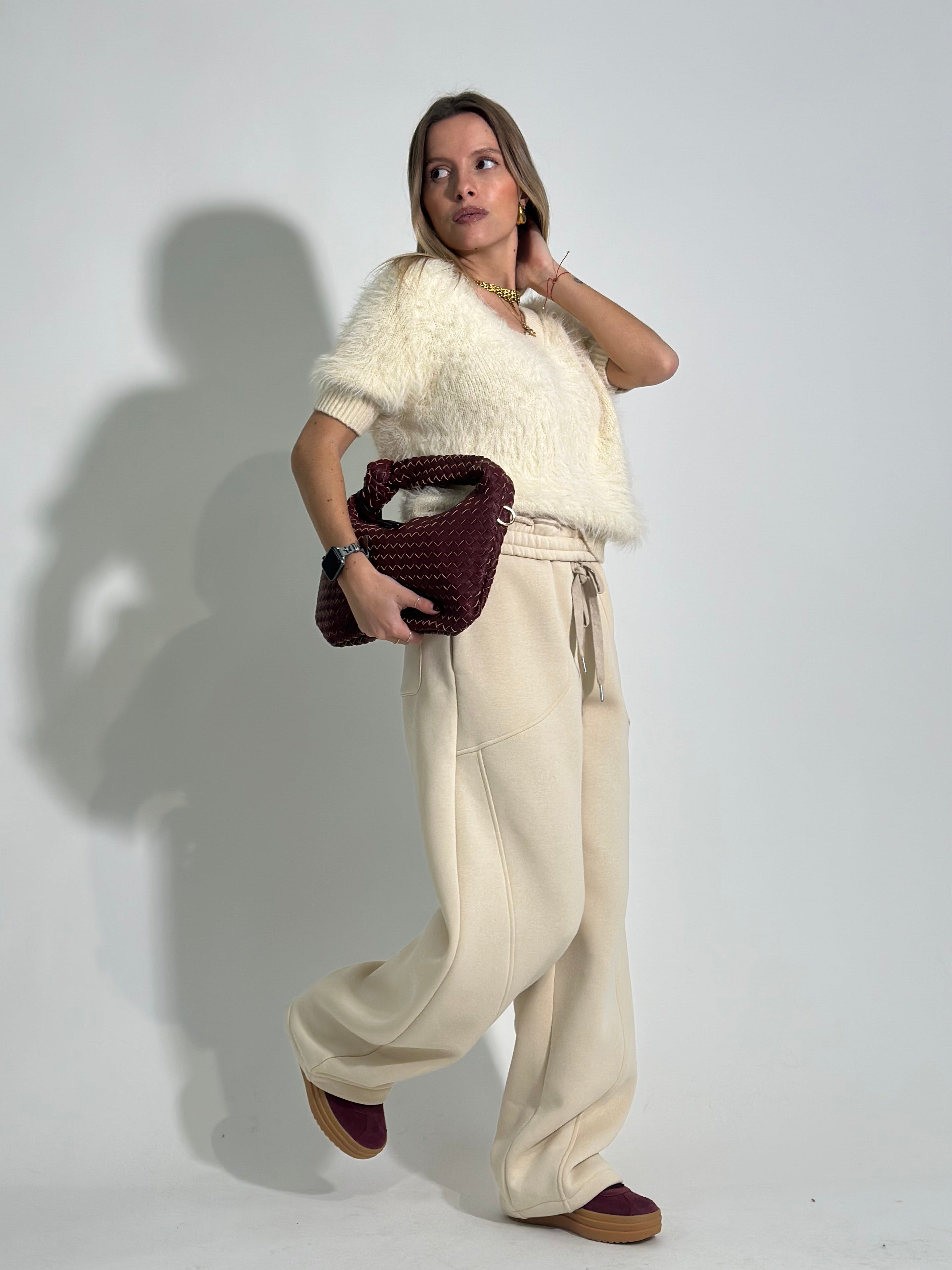 Pantalone baloon felpa 3693 PANNA