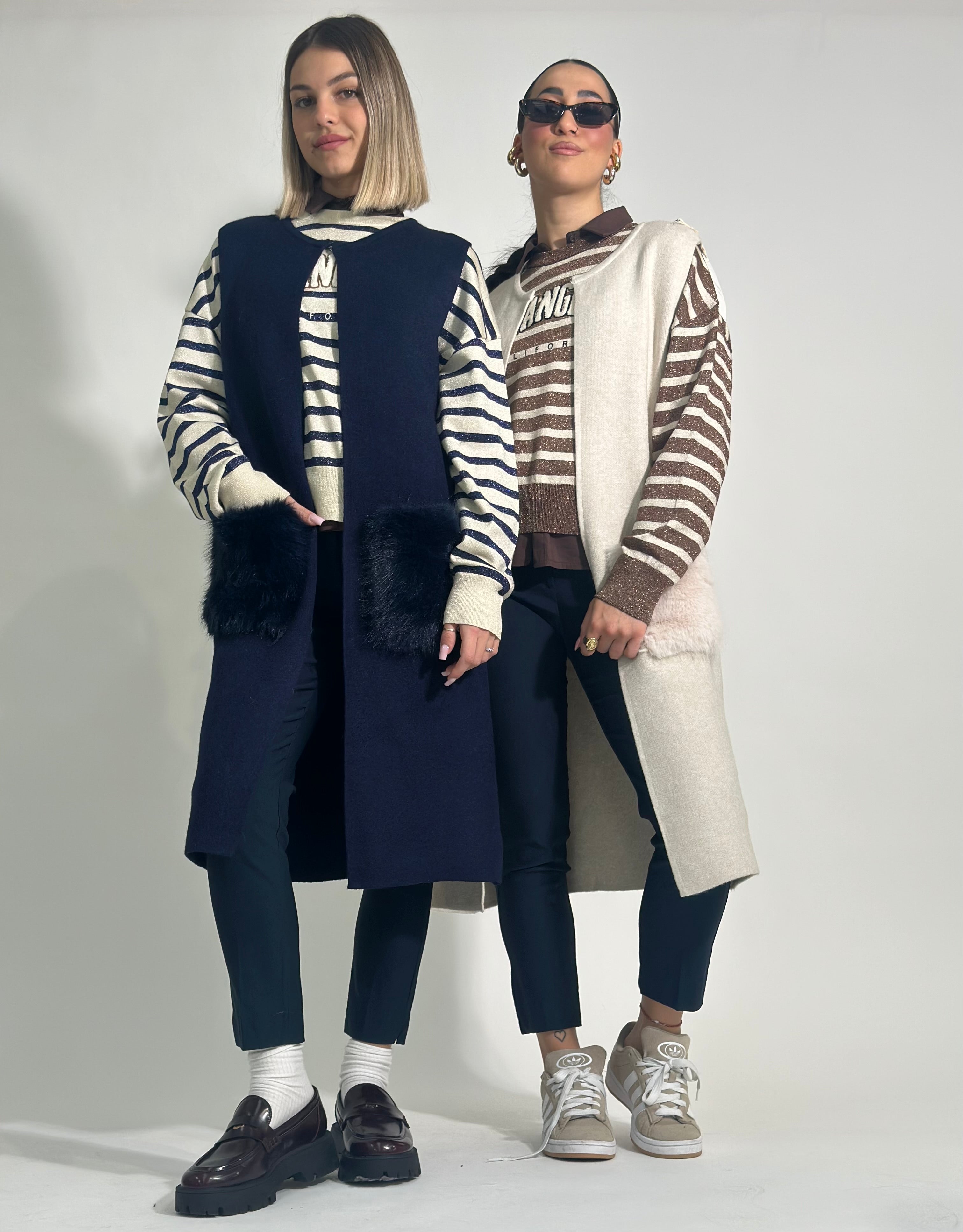 Maglia gilet maxi fluffy C689