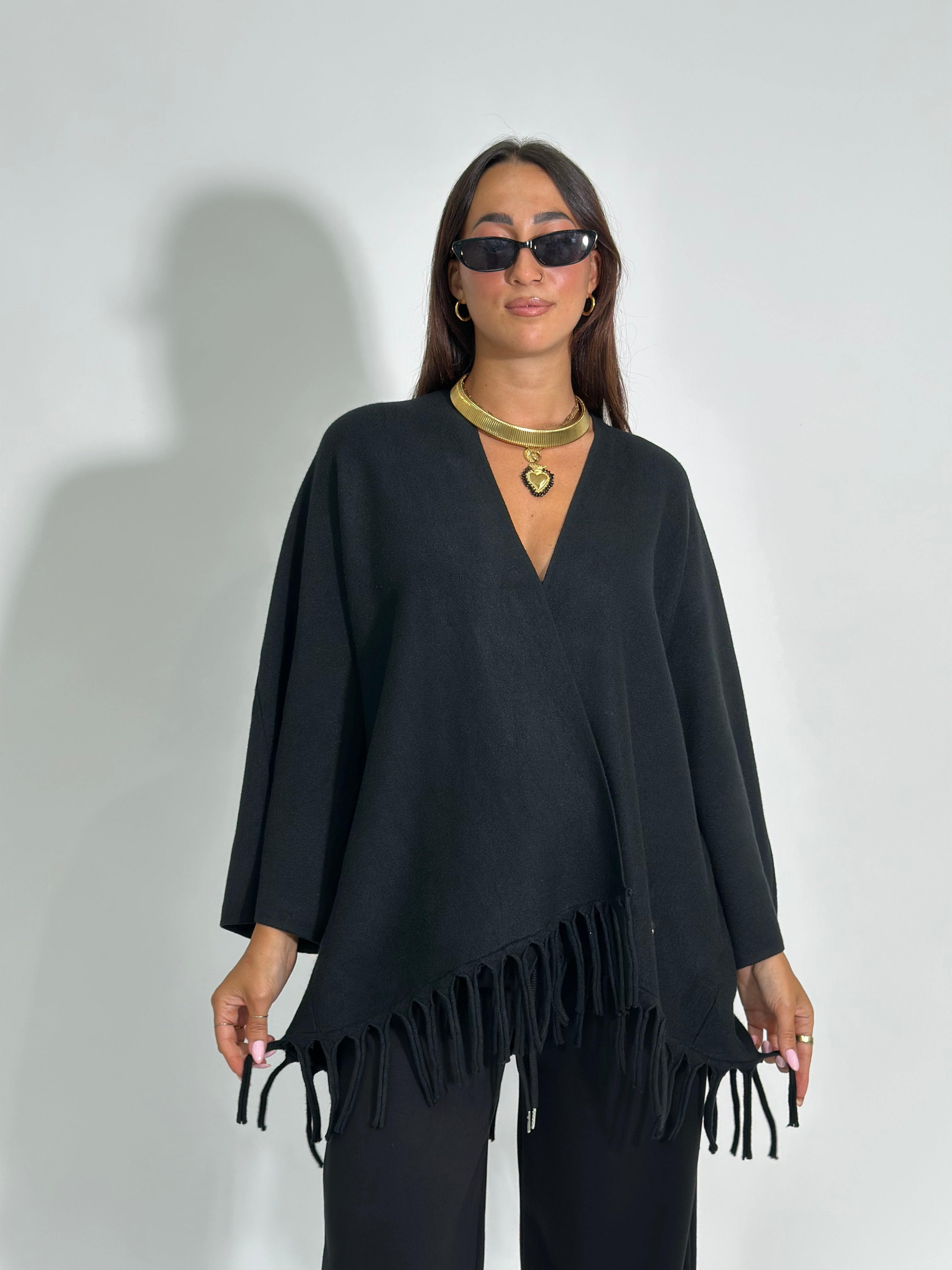 Cardigan frange 28109 NERO