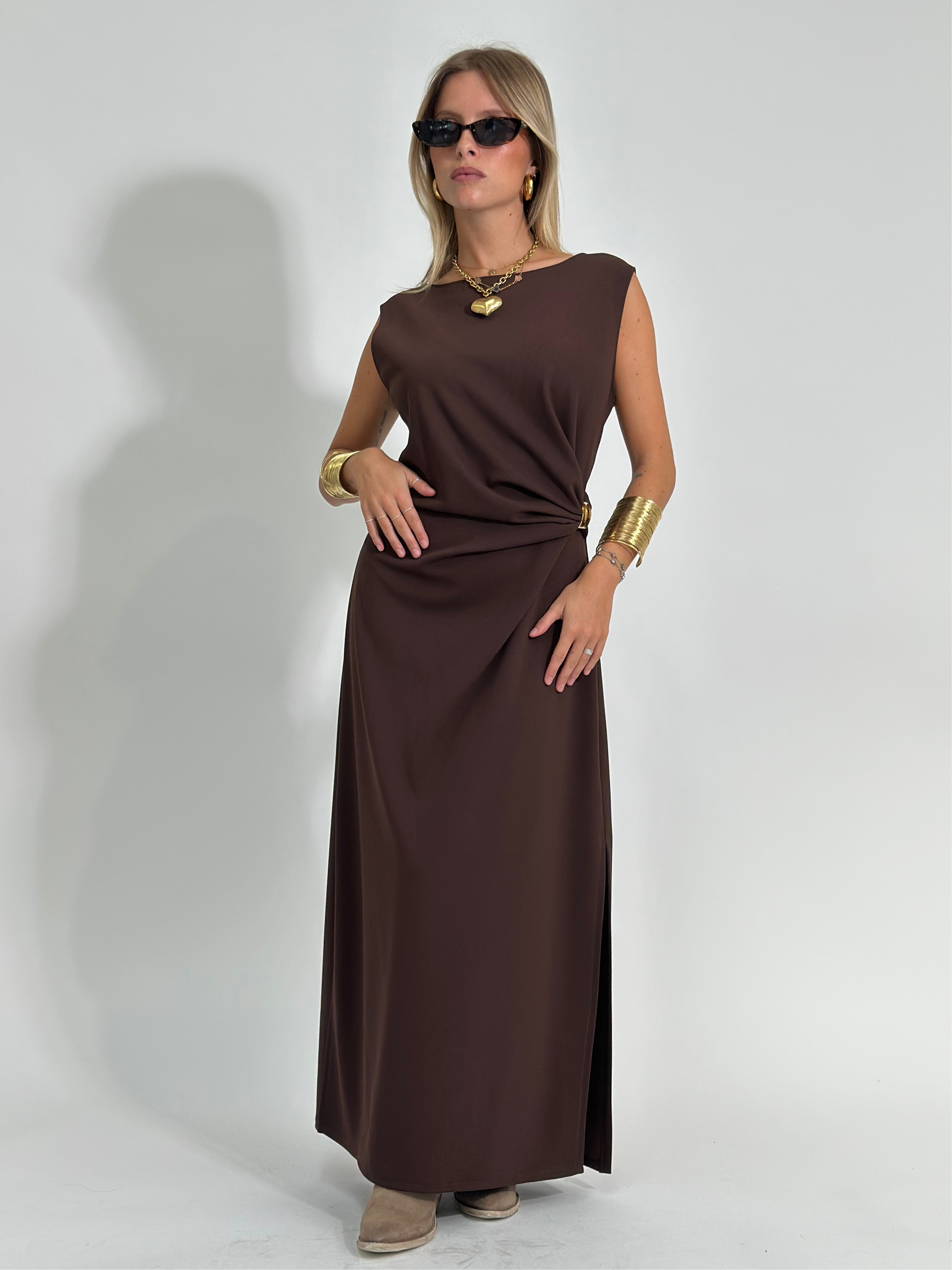 Abito drappeggio 69225 MARRONE