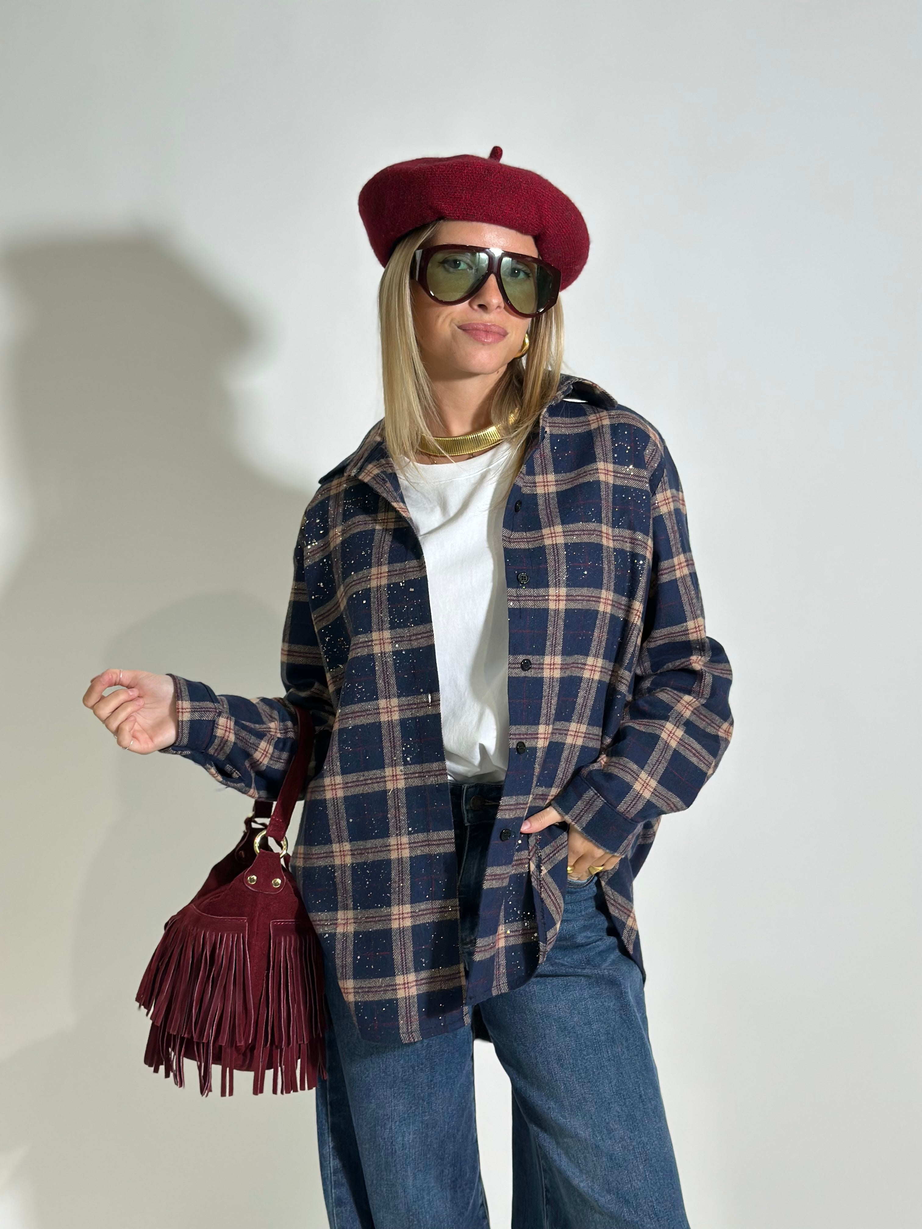 Camicia quadri strass A35