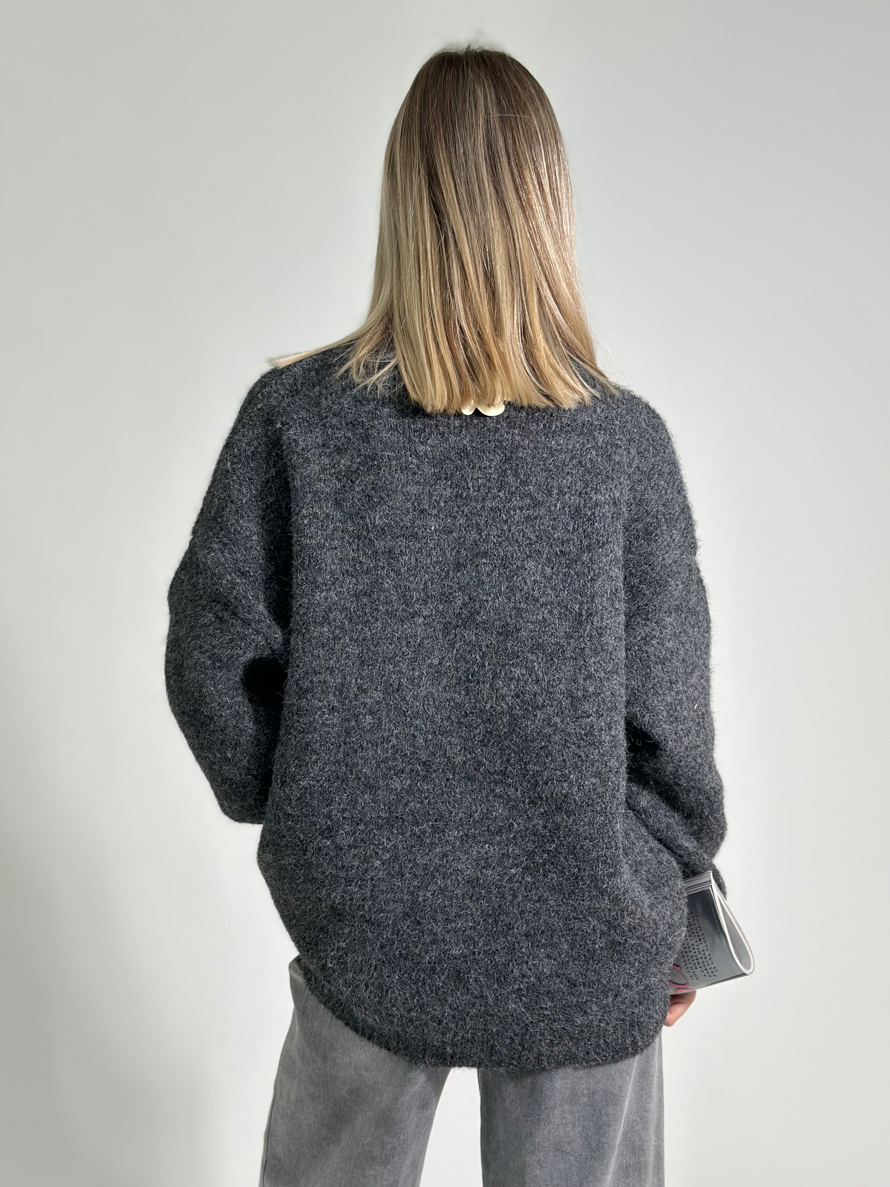 Maglia bottoni color W46790 GRIGIO SCURO