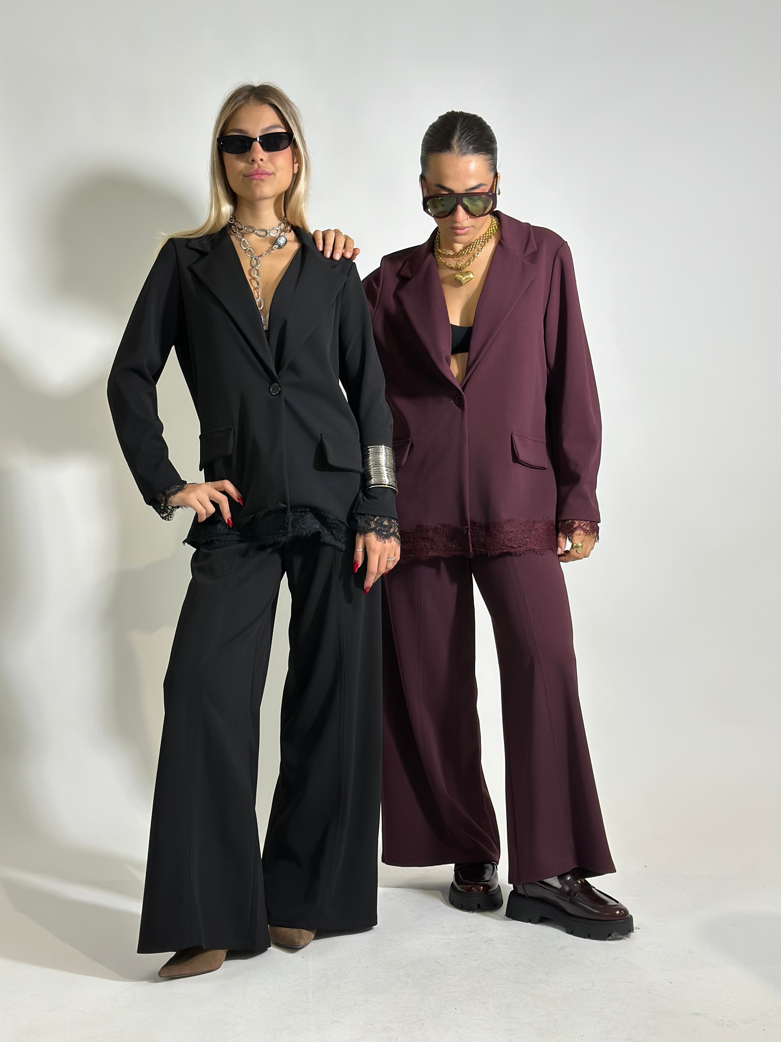 Completo crep pizzo 5579 BURGUNDY